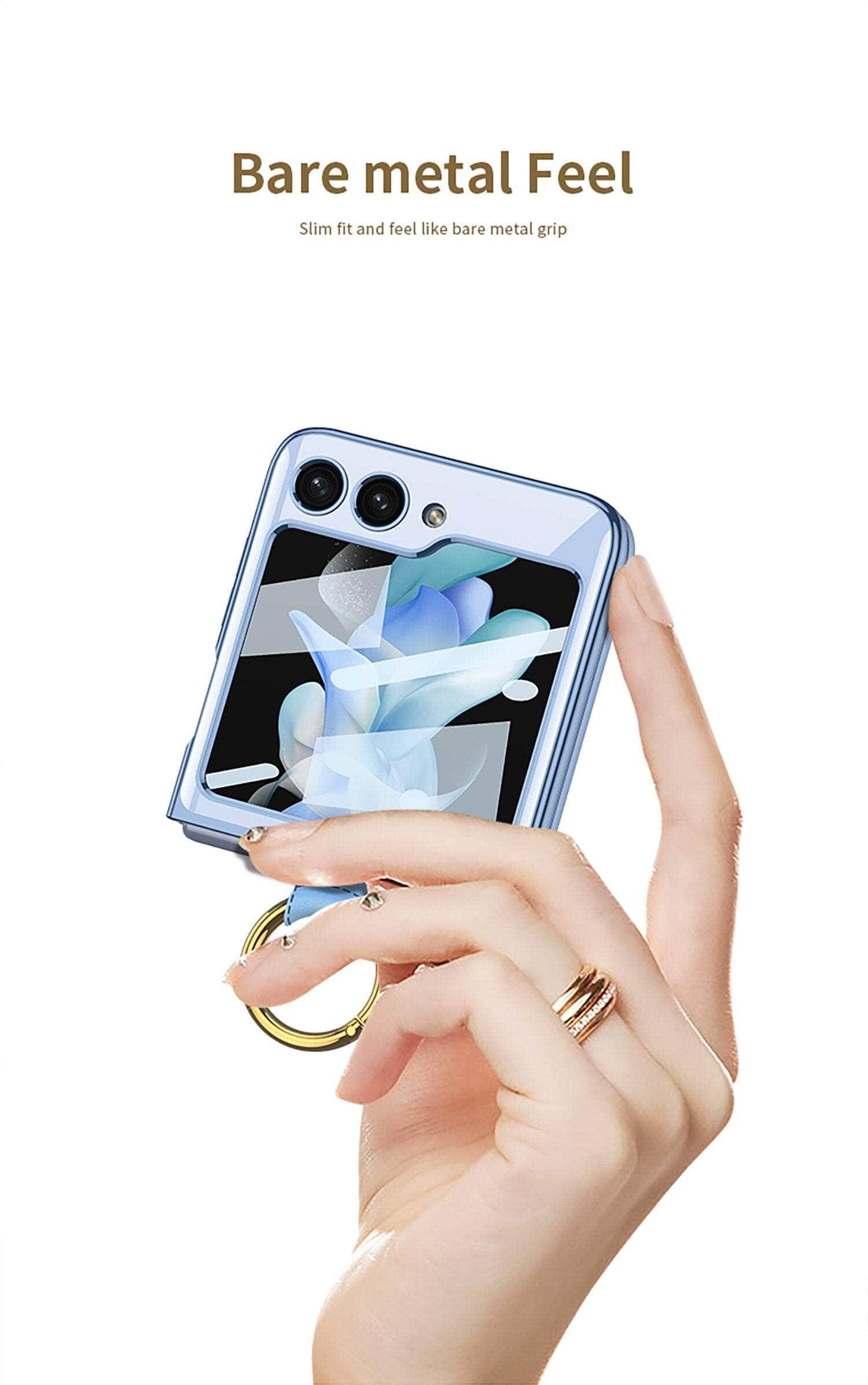 Samsung Galaxy Z Flip 5 Clear Ring Stand Case with 360° Rotation - Perfect for Hands-Free Viewing, Video Calls & Selfies