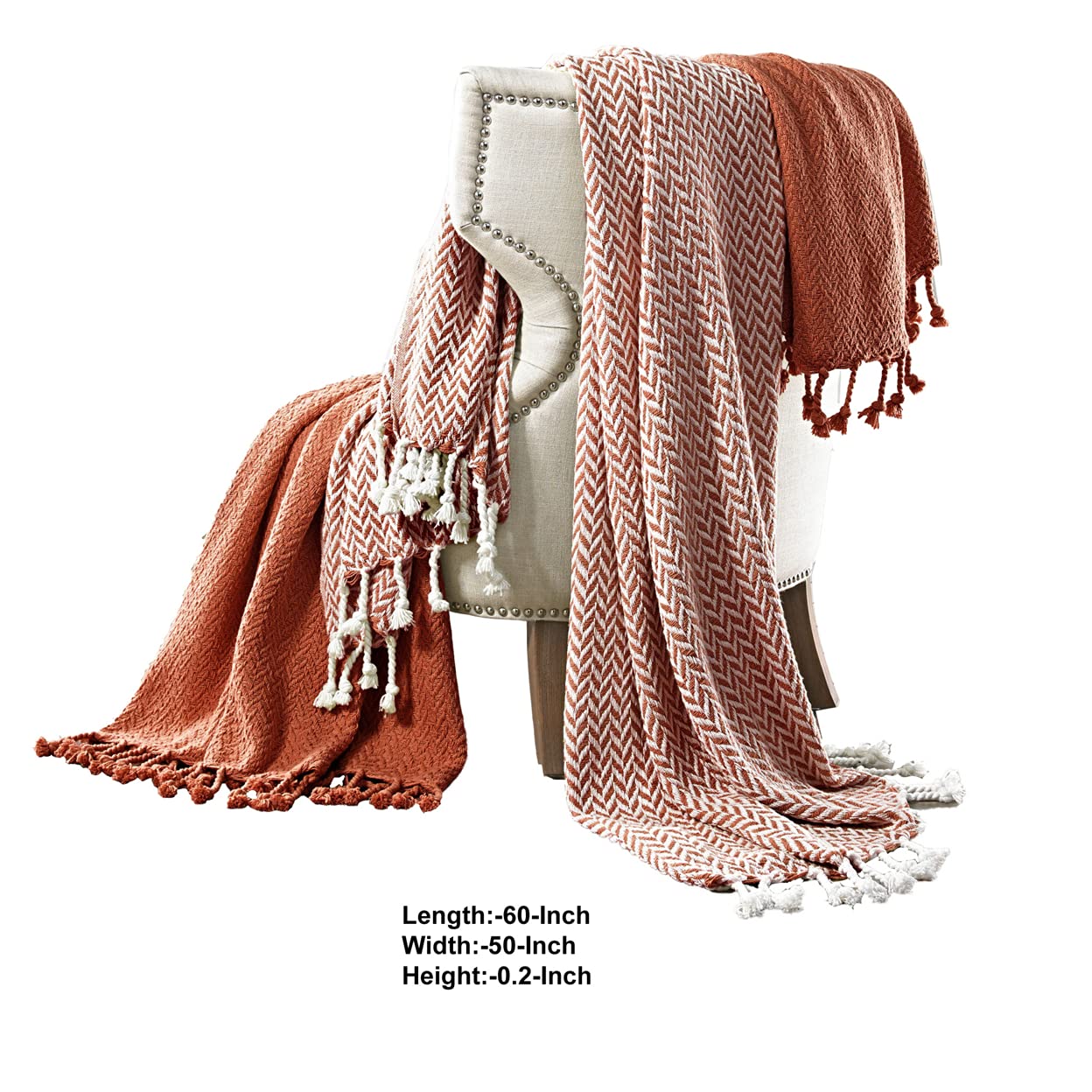 Amrapur Monaco 100% Cotton Throw Blanket Set of 2 - Soft Brick Red Cozy Blankets for Sofa, Bed & Couch - Perfect for Living Room, Bedroom Decor & Gift Giving
