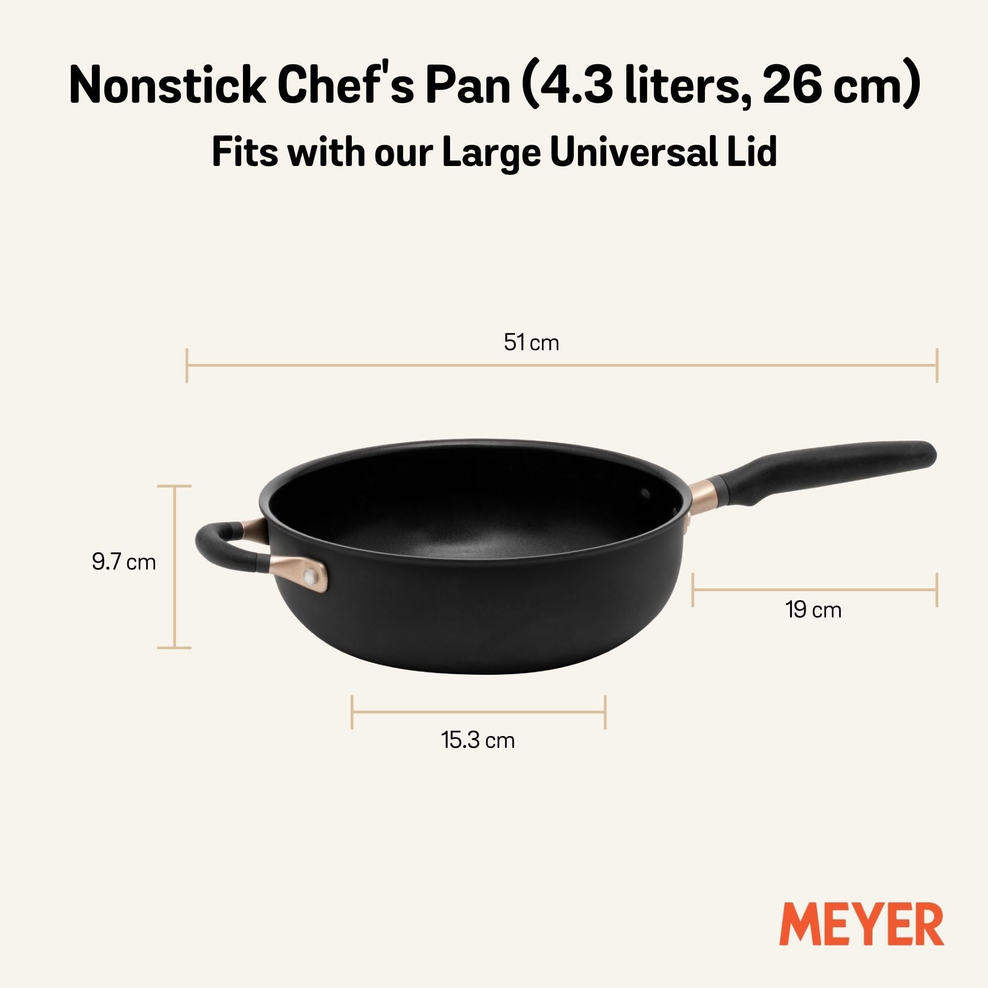 **Meyer Nonstick Chef's Pan 10 Inch – 4.5 Quart Hard Anodized Induction Compatible Deep Fry Pan – Oven & Dishwasher Safe – Matte Black with Silicone Handles – Perfect for Sautéing, Frying & Cooking Family Meals**