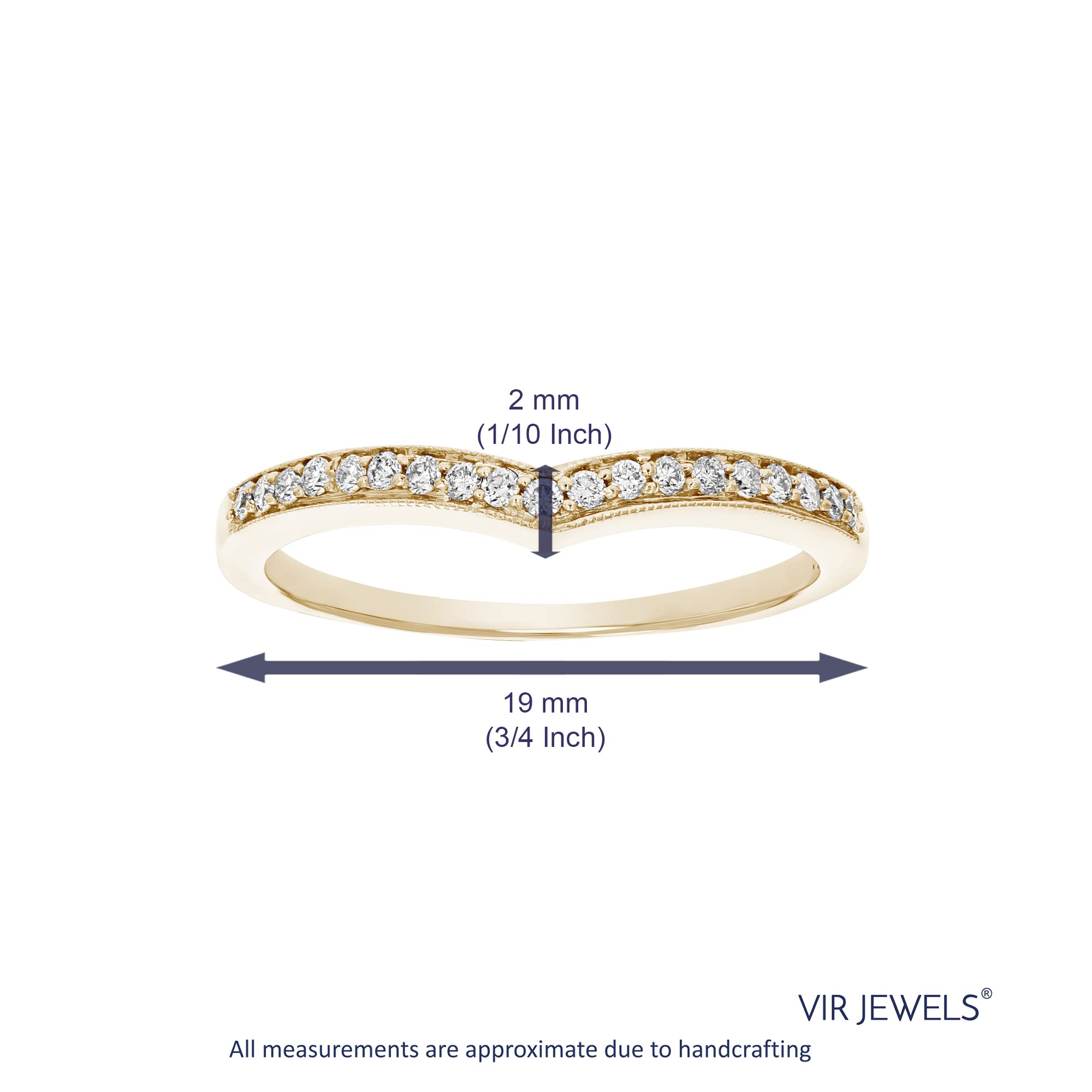 0.18cttw to 1cttw V-Shaped Round Diamond Wedding Band for Women - 14K Gold Milgrain Engagement Ring - Size 4.5-10 - Perfect for Anniversaries, Proposals & Bridal Jewelry Gifts
