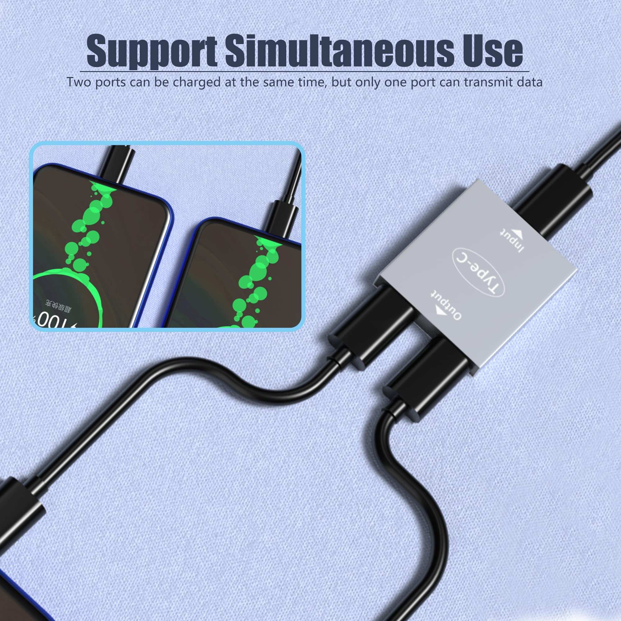 YACSEJAO USB C Splitter 2-Pack - Dual USB C Charger Adapter, Female to Female USB C Hub with 2 Ports for Fast Charging - Compatible with MacBook, iPad, Samsung Galaxy & More - Perfect for Travel, Office & Home Use