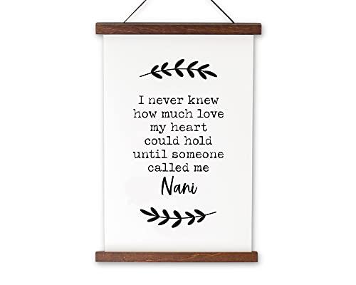 Hanging Canvas Print Signs - Thoughtful Gifts for Grandma, Elegant Home Wall Décor, Scroll Wall Art with Poster Hanger & Frame (Nani) - Perfect for Living Room, Bedroom & Gift Giving
