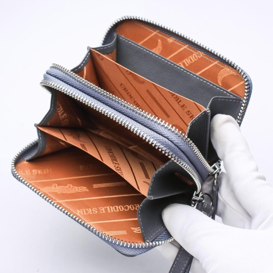 Luxury Gray Crocodile Leather Wallet for Men - Slim RFID Blocking Bifold Wallet with Money Clip - Perfect for Business, Travel & Everyday Use