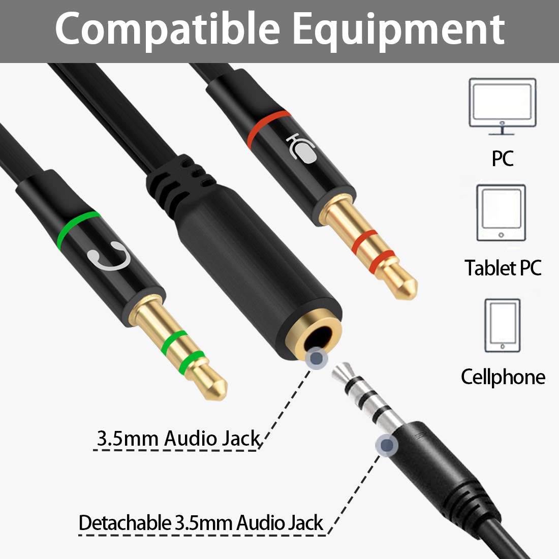 Geekria Comfort-Fit Call Center Headset with 3.5mm Jack & Noise-Canceling Mic - Over-Ear PC Headphones for Office, Gaming, Online Classes - Adjustable 330° Boom Mic (Right/Left Ear) - Compatible with Computer, Laptop, Smartphone, Tablet