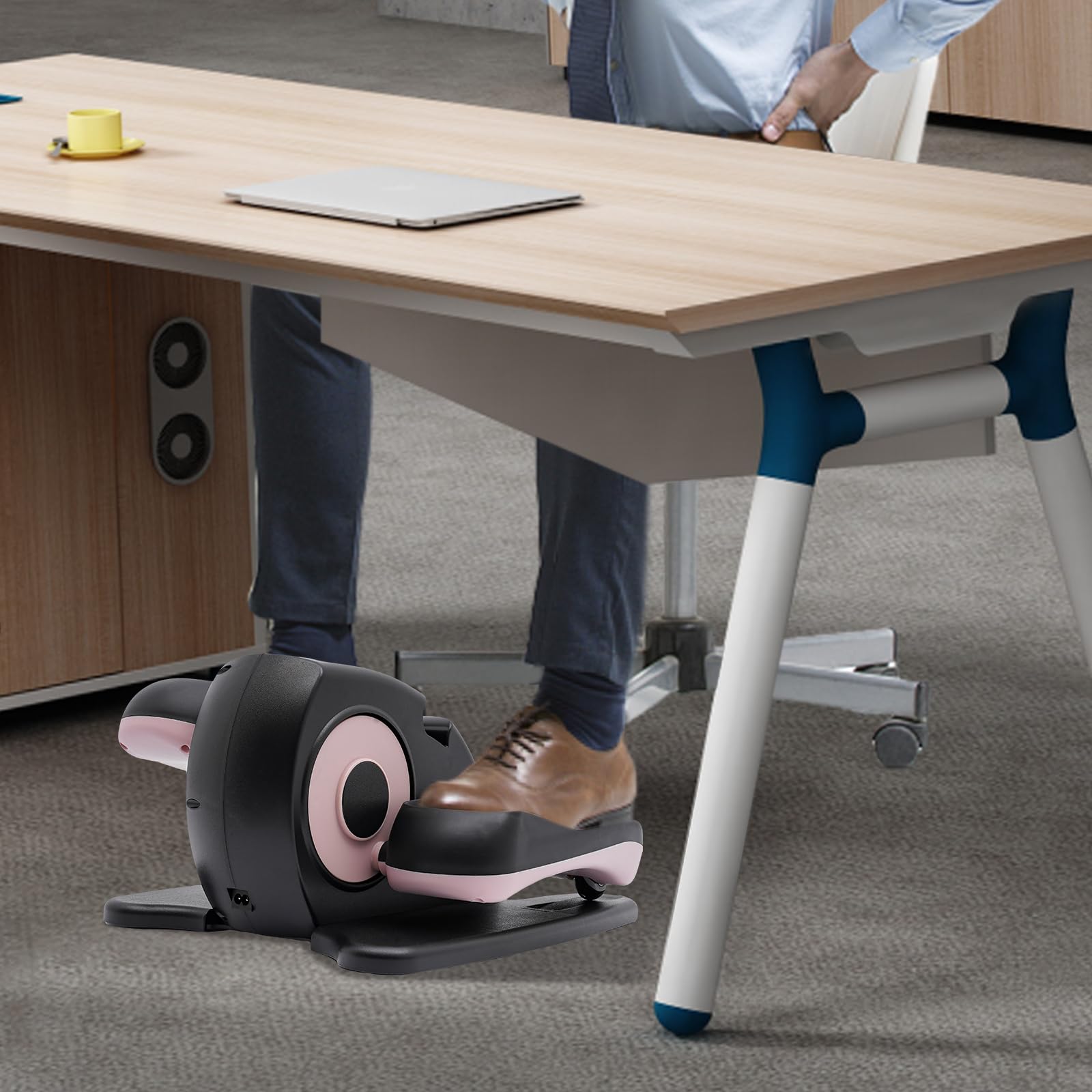 Under Desk Bike Pedal Exerciser - Portable Mini Exercise Bike for Seniors & Physical Therapy - 5 Speed Levels & 3 Modes with Remote Control - Ideal for Office Work, Home Use & Rehabilitation Training