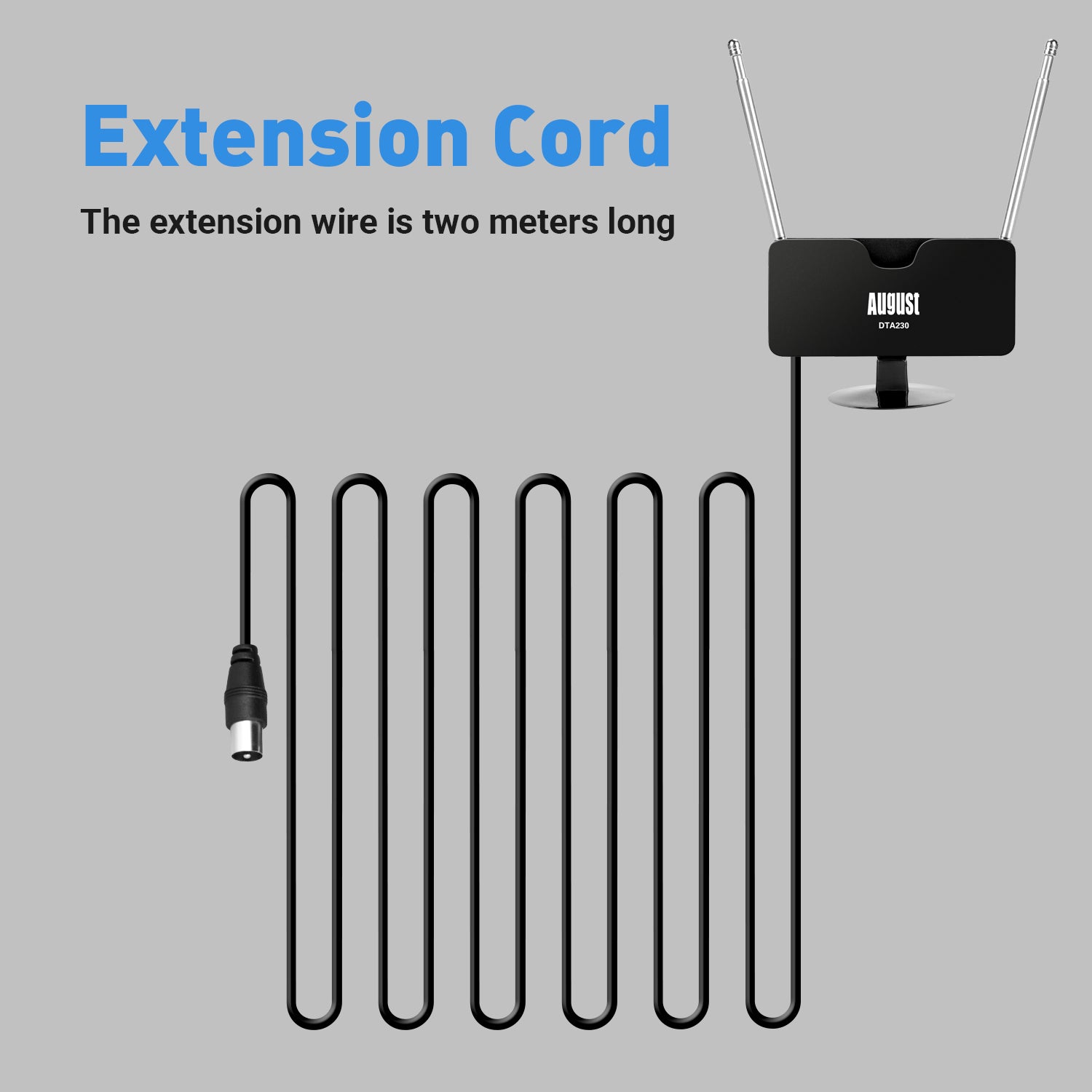 Refurbished August DTA230 Telescopic Window Mount Freeview Digital TV Antenna - Indoor HD Reception for Home, RV & Camping