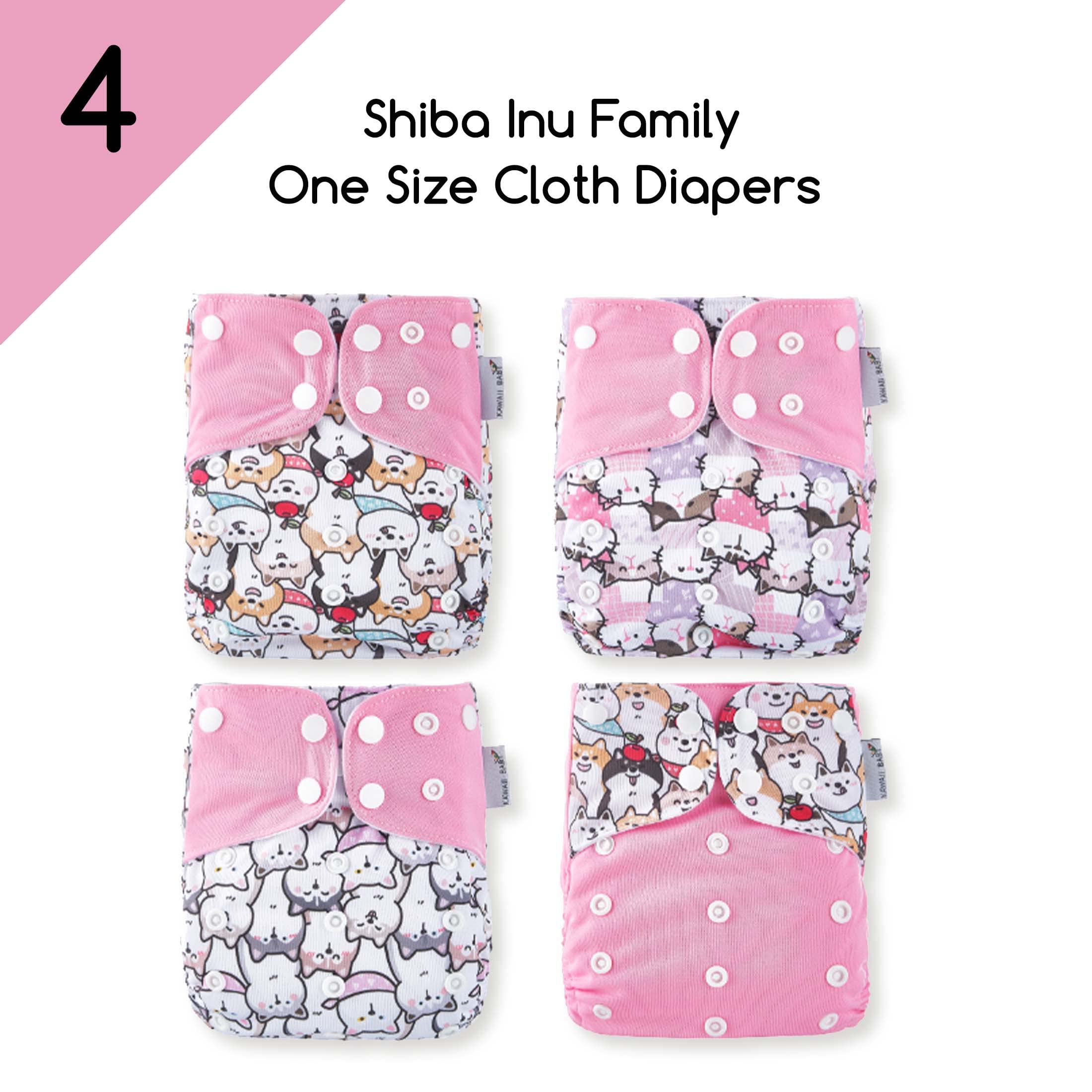 KaWaii Baby 12 Pack One Size Pocket Cloth Diapers + 24 Inserts | Washable Reusable Leakproof Diapering System for Babies 8-36 lbs | Perfect for Daycare, Travel & Eco-Friendly Parenting