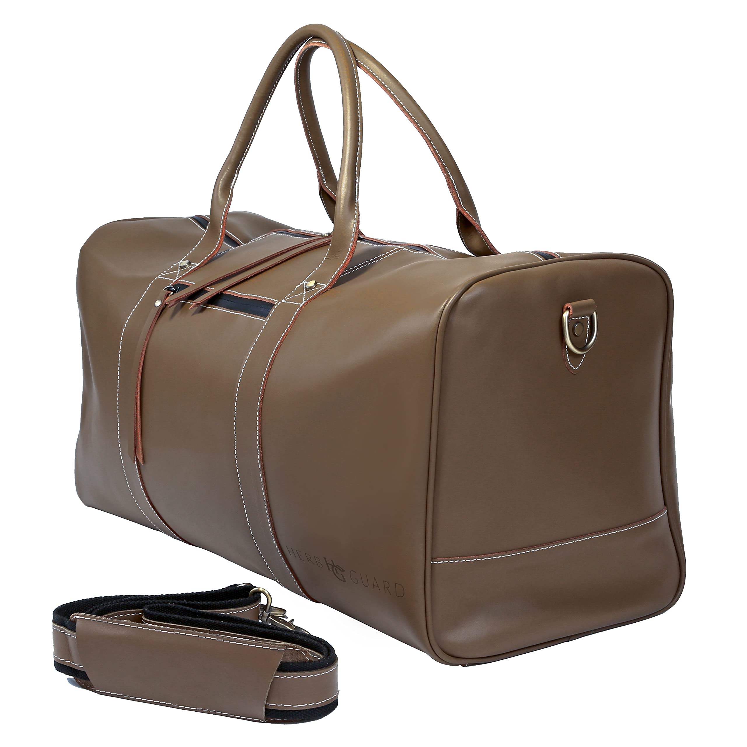 Herb Guard Genuine Leather Smell Proof Duffle Bag for Travel, Gym & Outdoor Adventures - Airtight Odor Protection for Sports & Daily Use