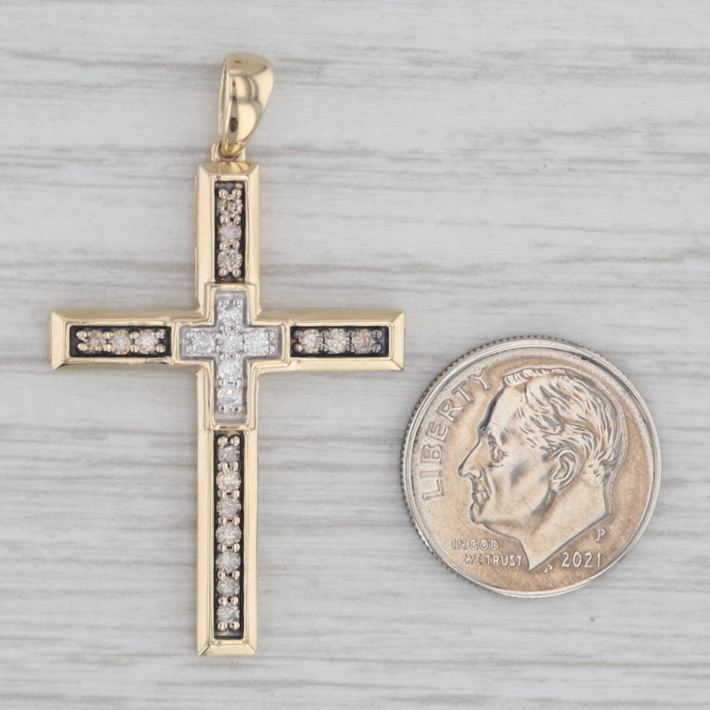 0.36ctw Diamond Cross Pendant in 10k Yellow Gold - Elegant Religious Jewelry for Women, Perfect for Baptism, First Communion, Confirmation & Everyday Wear