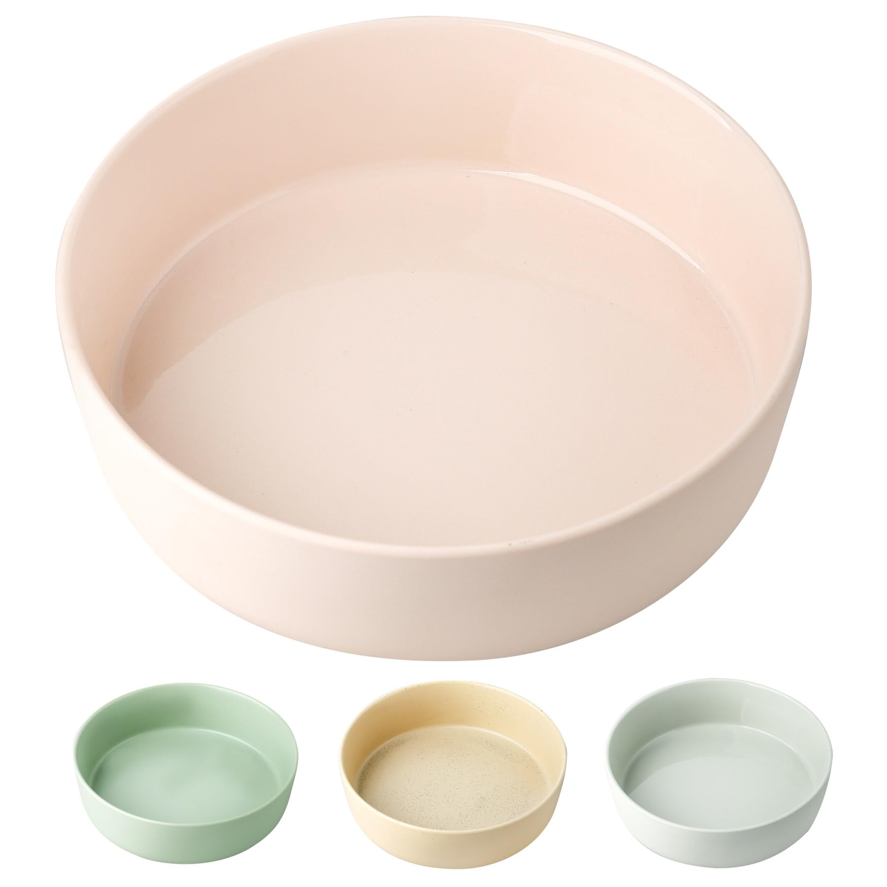 UBEE Ceramic Dog Bowl - 7 Inch Pet Food & Water Dish for Small to Medium Dogs & Large Cats - Non-Slip, Durable Feeding Bowl in Soft Pink - Perfect for Home, Kitchen & Travel Use