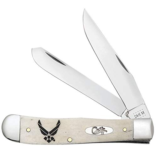 Case XX Air Force Smooth Natural Bone Trapper USAF Stainless Steel Pocket Knife - Perfect for Camping, Hiking & Outdoor Adventures