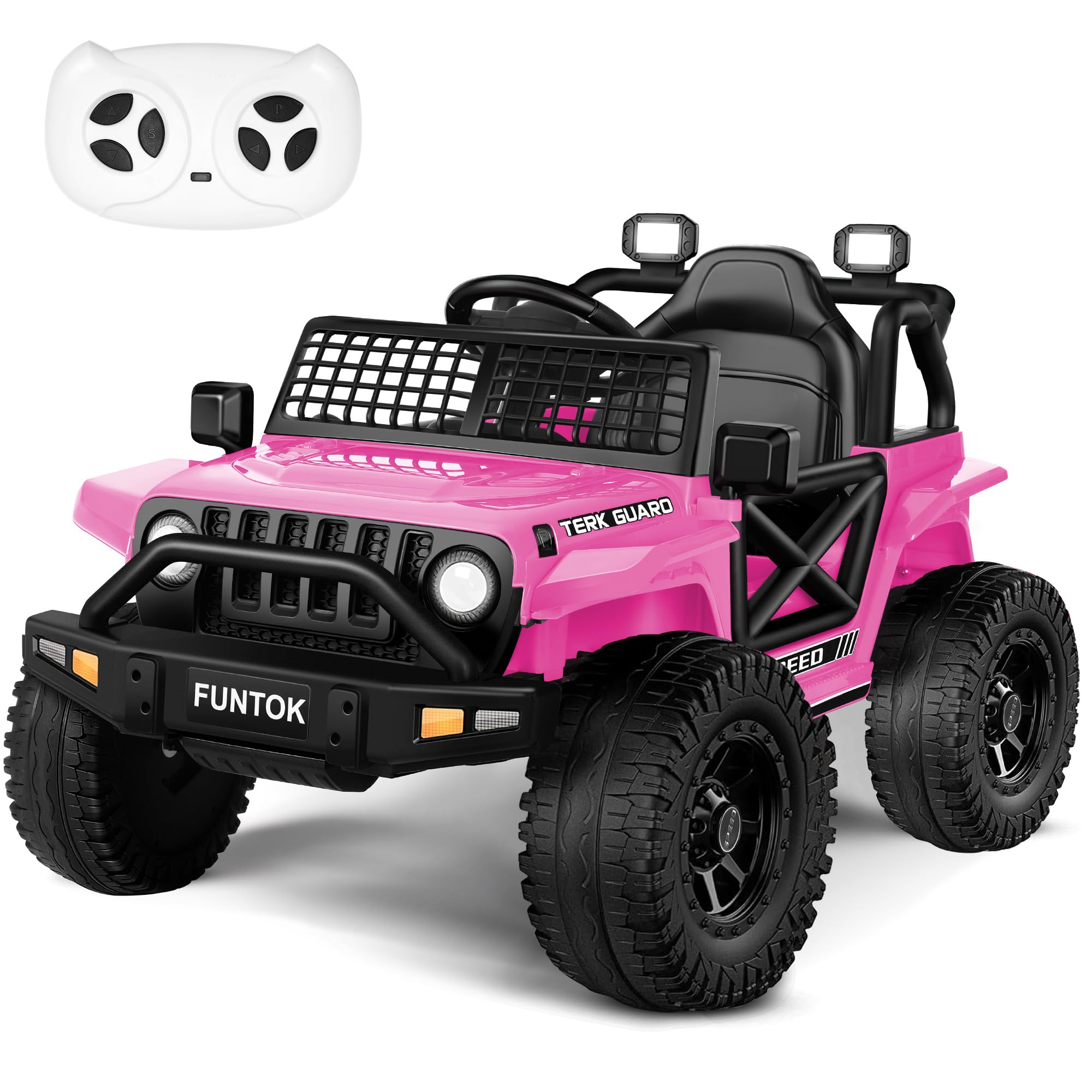 12V 7AH Kids Ride On Truck with Remote Control - Electric Toy Car for Toddlers with LED Lights, 3 Speed Settings, Spring Suspension & Bluetooth Speaker - Battery Powered Ride On Car for Boys & Girls - Perfect for Indoor Play, Backyard Fun and Birthday Gifts
