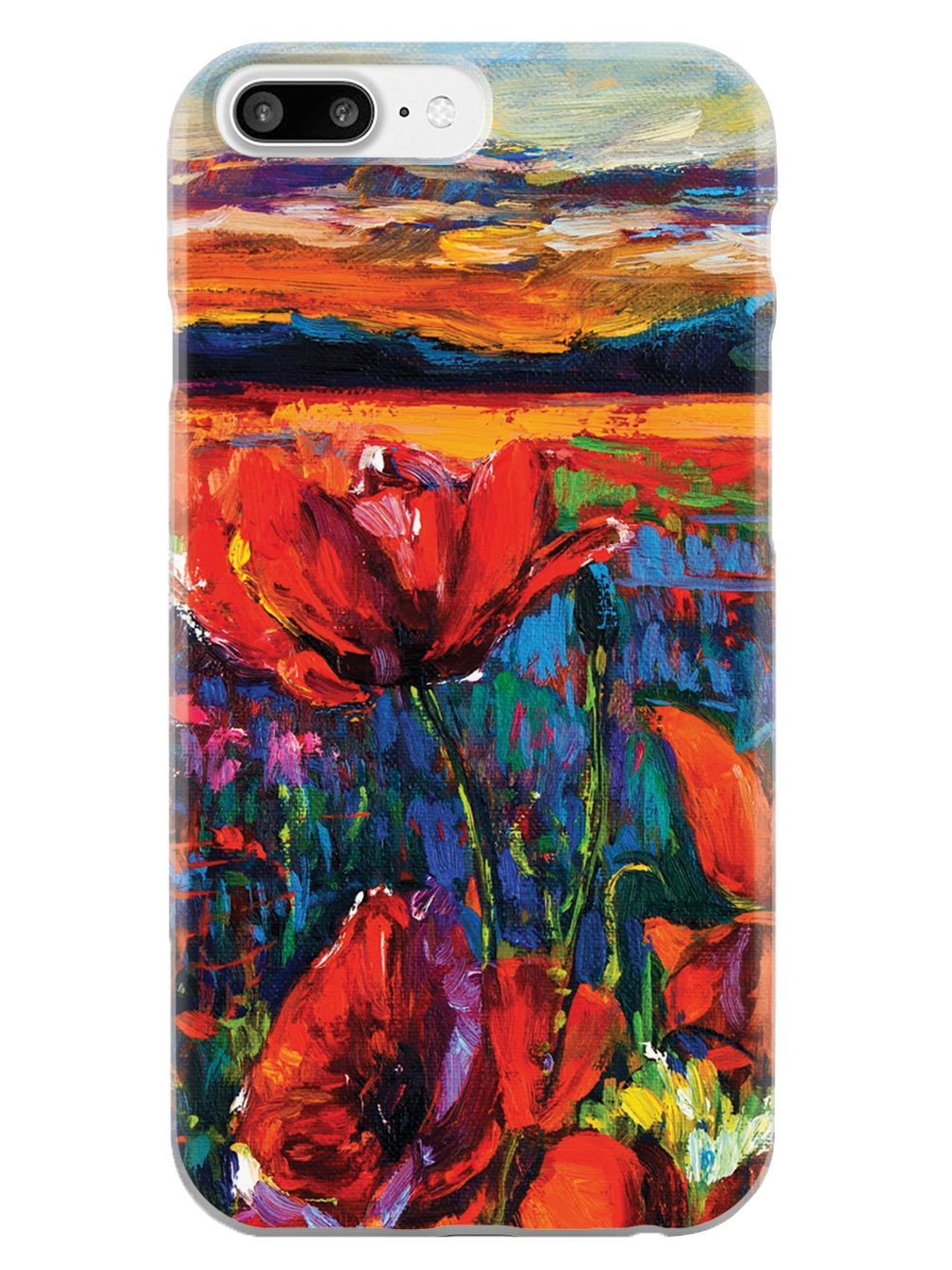 **Inspired Cases - iPhone 8 Plus Case, 3D Textured Protective Cover with Red Tulips Impressionist Painting Design - Durable Shockproof Phone Case for Apple iPhone 8 Plus - Perfect for Daily Use, Travel & Gifts**