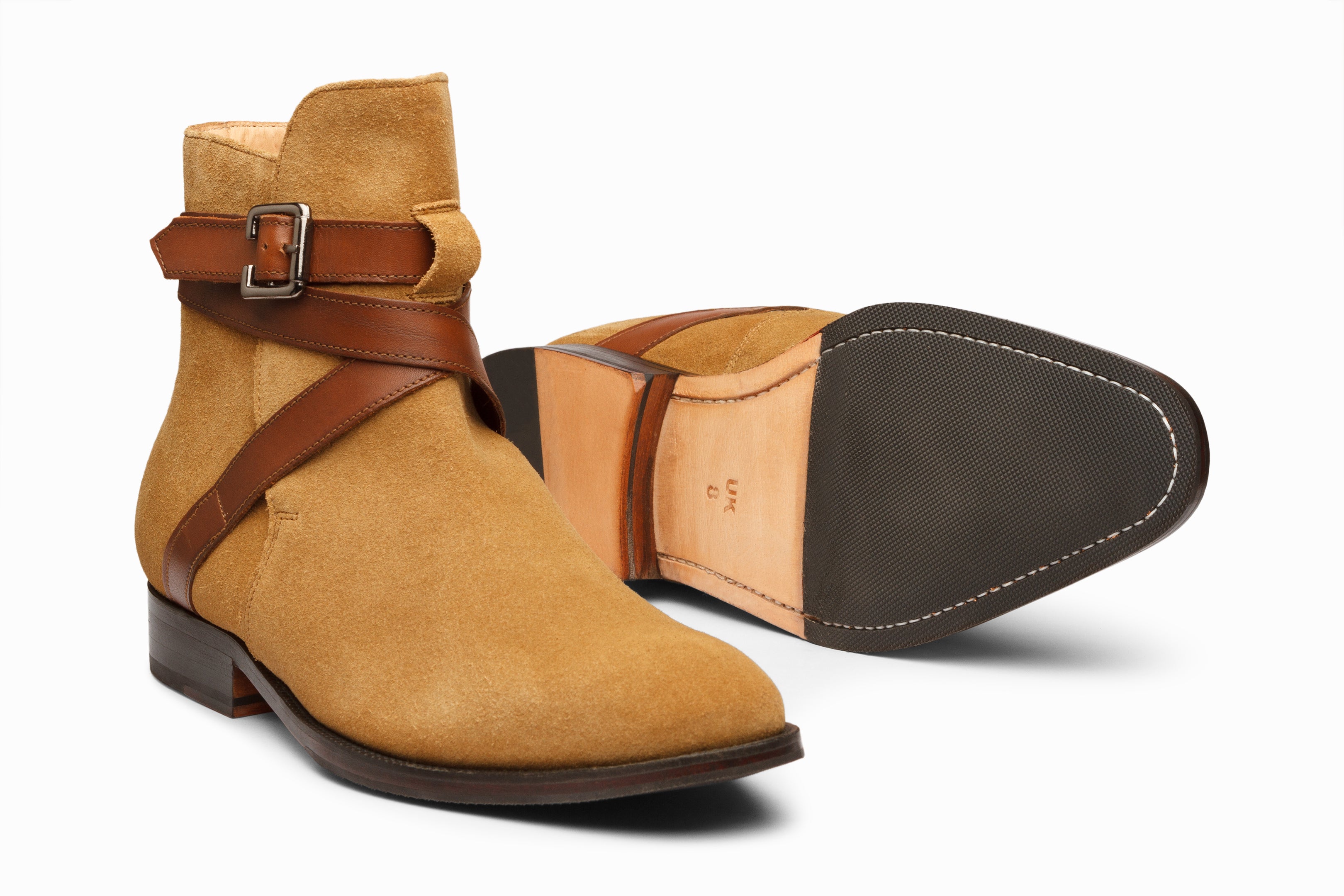 Men's Jodhpur Boots in Camel Suede Leather - Stylish Ankle Boots for Casual Wear & Western Fashion Outfits