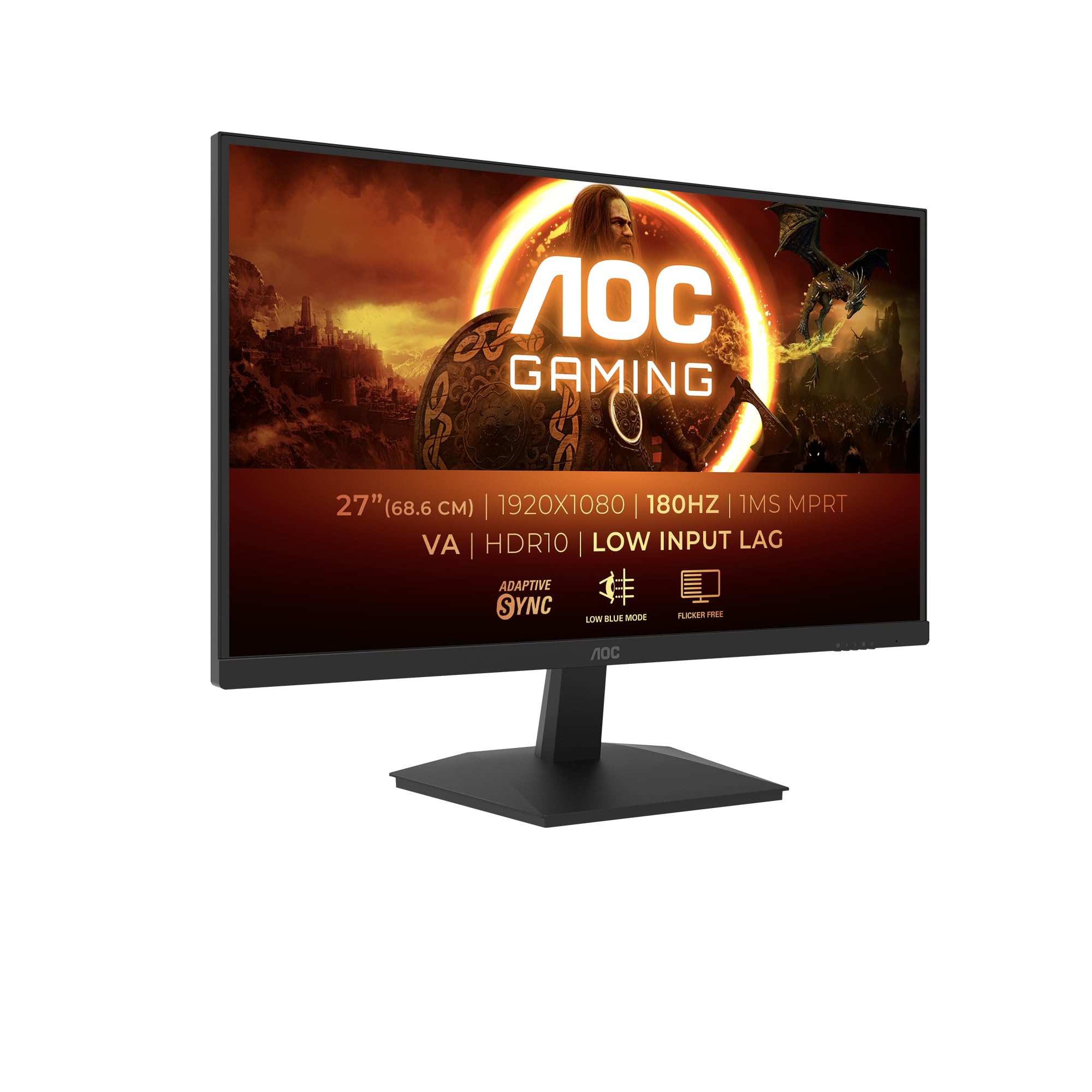AOC 27G15N2 27-inch FHD Gaming Monitor - 180Hz Refresh Rate, 1ms Response Time, AdaptiveSync, 1920x1080 Resolution, 2x HDMI & DisplayPort - Black | Perfect for Competitive Gaming & Home Office Setup