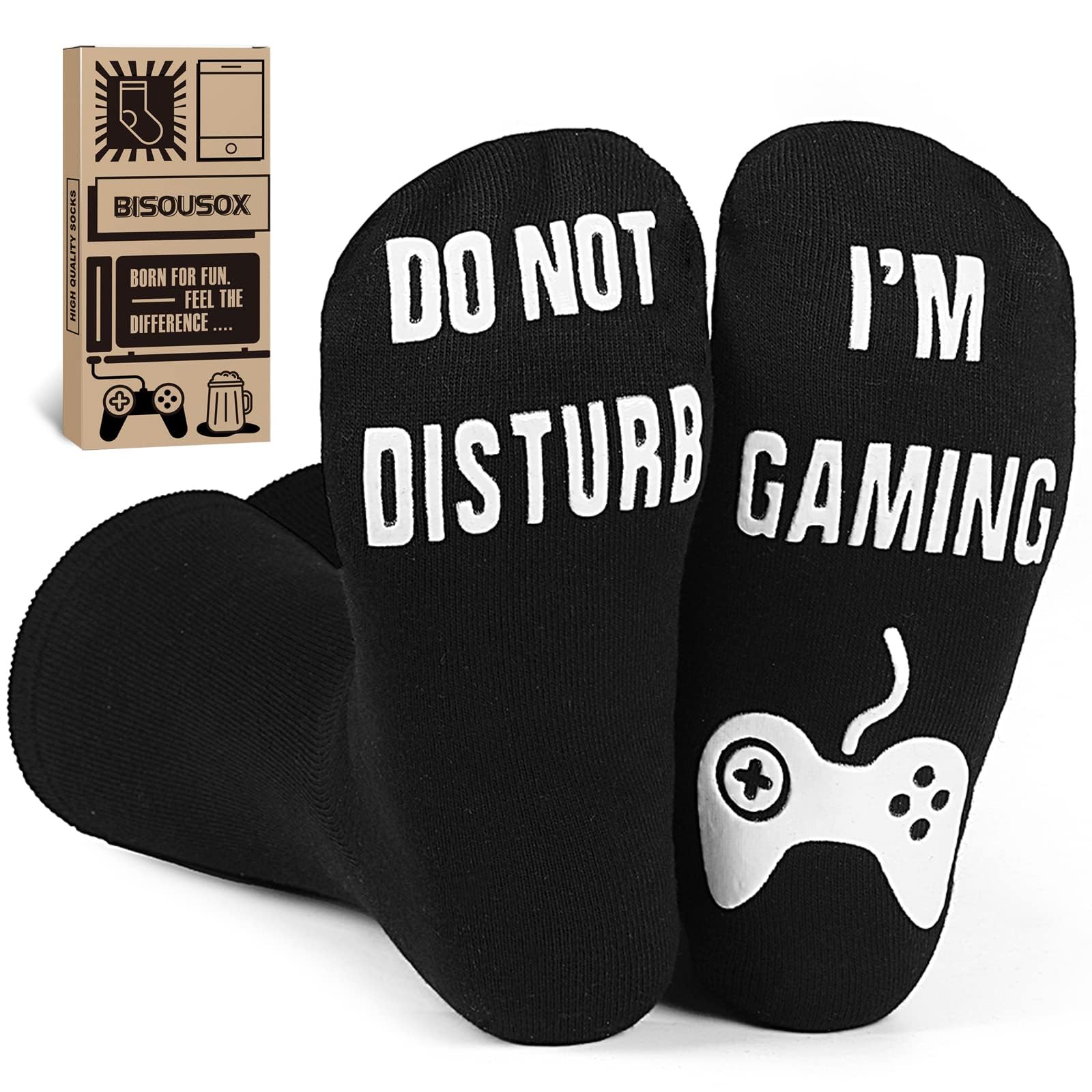 BISOUSOX Men's Funny Novelty Socks - 'If You Can Read This Bring Me Beer' Gaming Socks - Cotton Comfort Socks for Gamers & Beer Lovers - Perfect Gift for Men, Game Nights & Casual Wear
