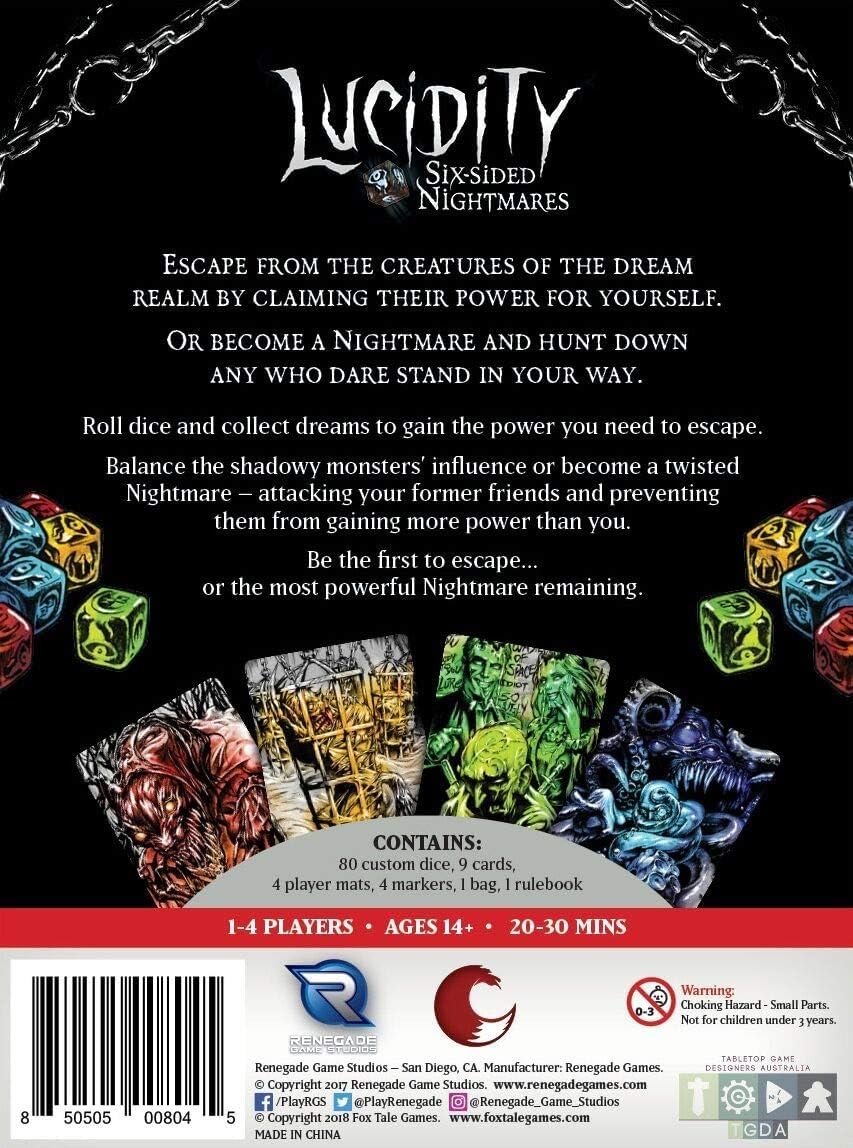 Lucidity: Six-sided Nightmares Board Game by Fox Tale Games | Strategic Horror Adventure Game for Adults & Teens | Perfect for Game Nights & Halloween Parties