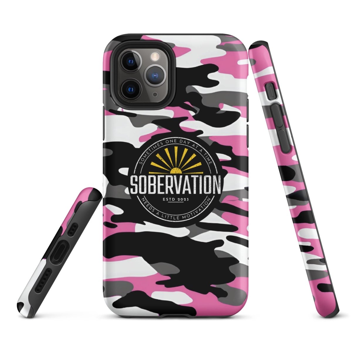Sobervation Pink Camo Samsung Phone Case - Protective Cover for Samsung Galaxy [Model] | Durable Shockproof Design for Sober Lifestyle & Recovery Support | Perfect for Daily Use, Meetings, and Outdoor Activities