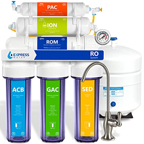 Express Water 6-Stage Reverse Osmosis Deionization Water Filtration System - 100 GPD Under Sink RO Filter with Faucet & Tank - Pure Drinking Water for Home, Office & Aquariums