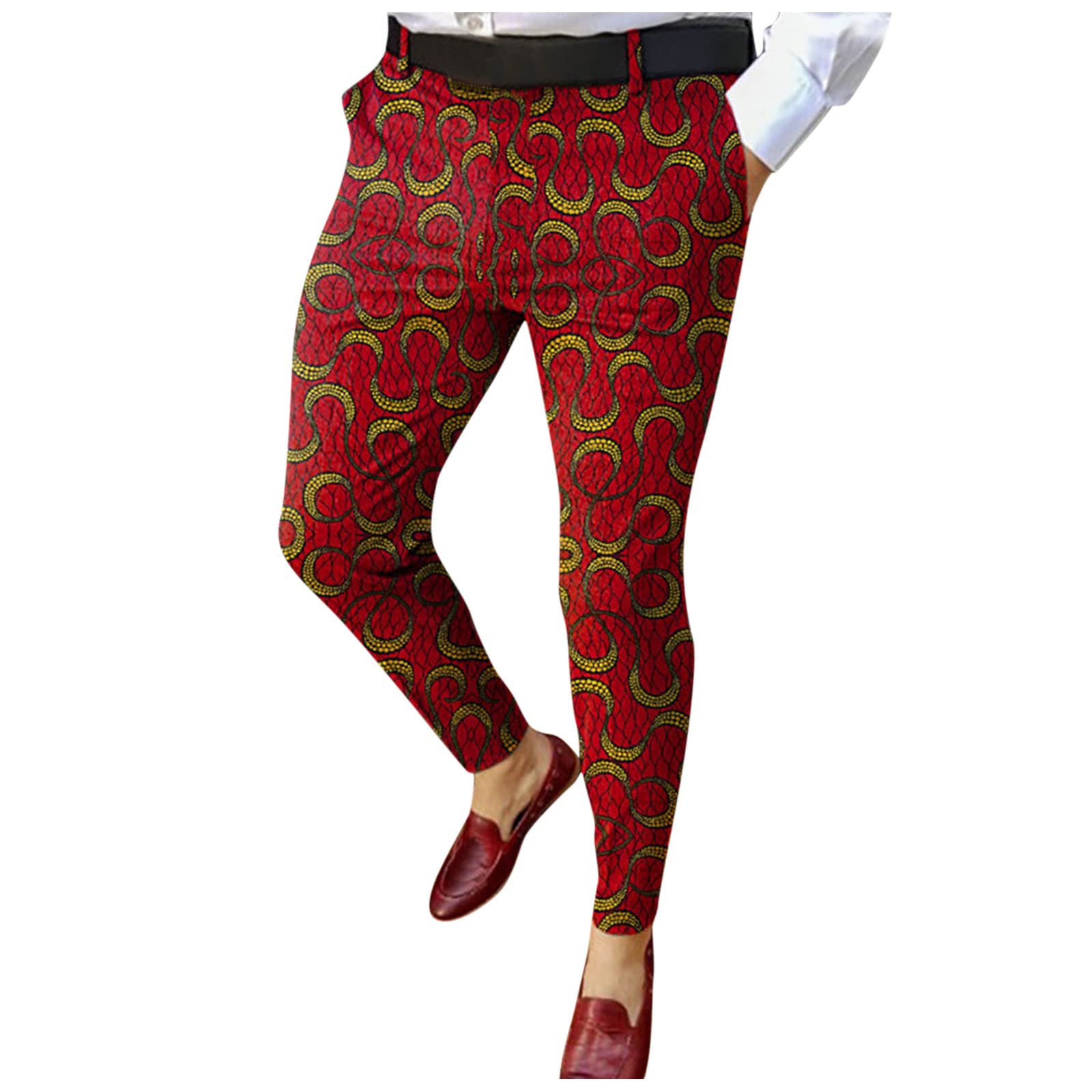 Stylish Men's Fashion Pants with Waist Print & Zipper - Striped Elastic Skinny Trousers for Casual Wear | Office, Party & Everyday Use