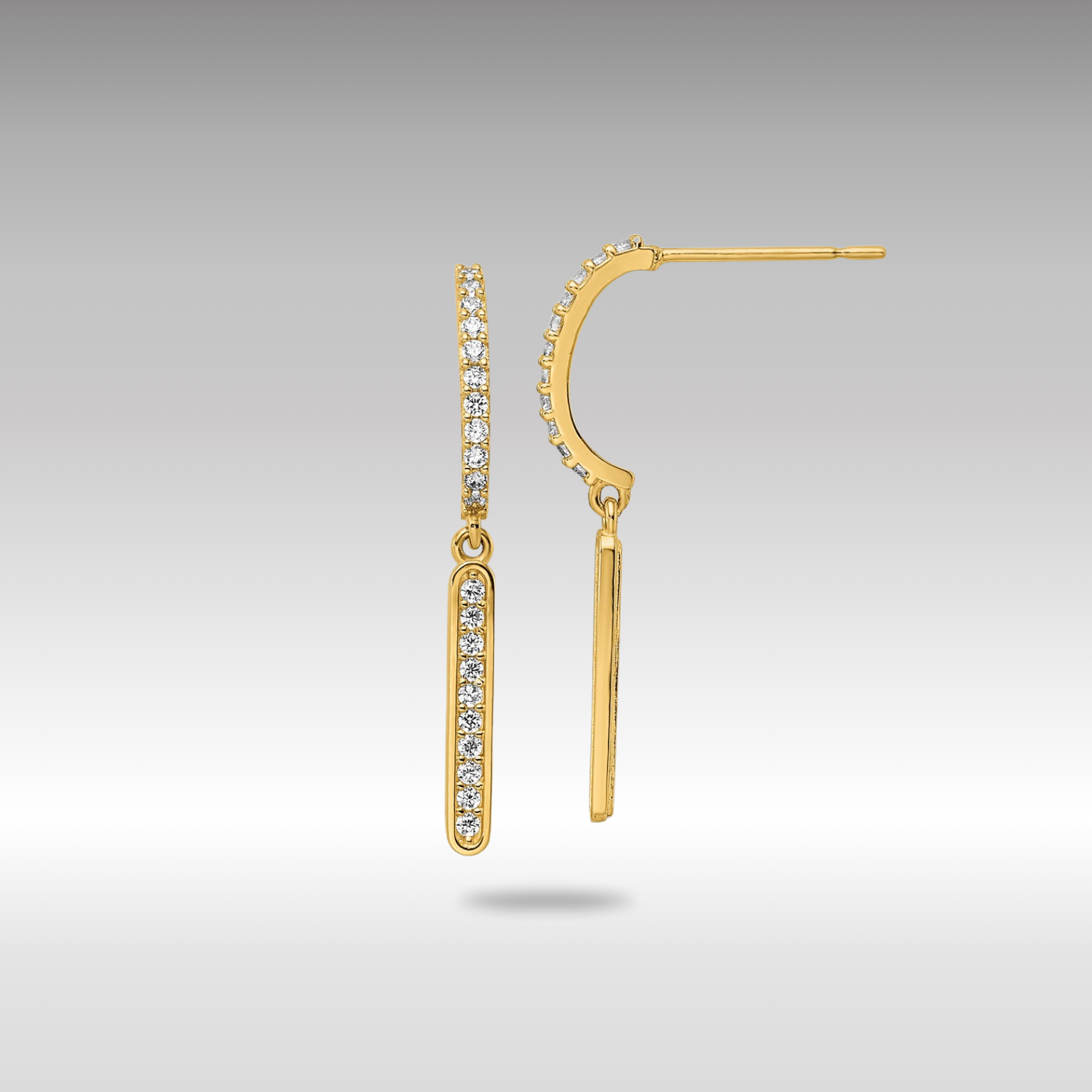 14K Gold Plated CZ Dangle Post Earrings for Women - Elegant Cubic Zirconia Drop Earrings - Perfect for Parties, Weddings & Evening Events