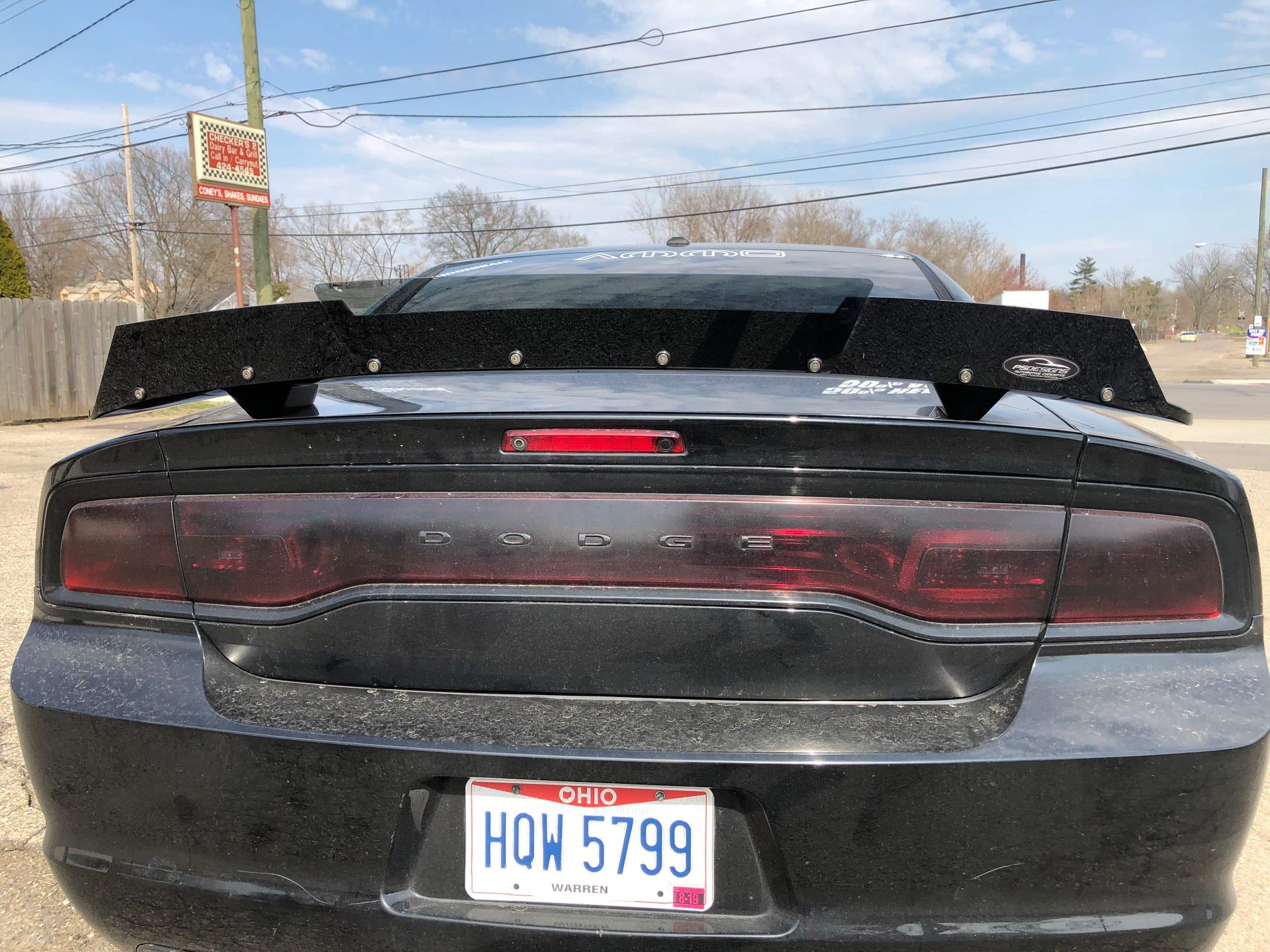 PSDesigns Venom Series Charger 2-Piece Wickerbill Spoiler for 2011-2014 Dodge Challenger RT Daytona - Includes RivNut Tool - High Performance Rear Wing for Racing & Street Use