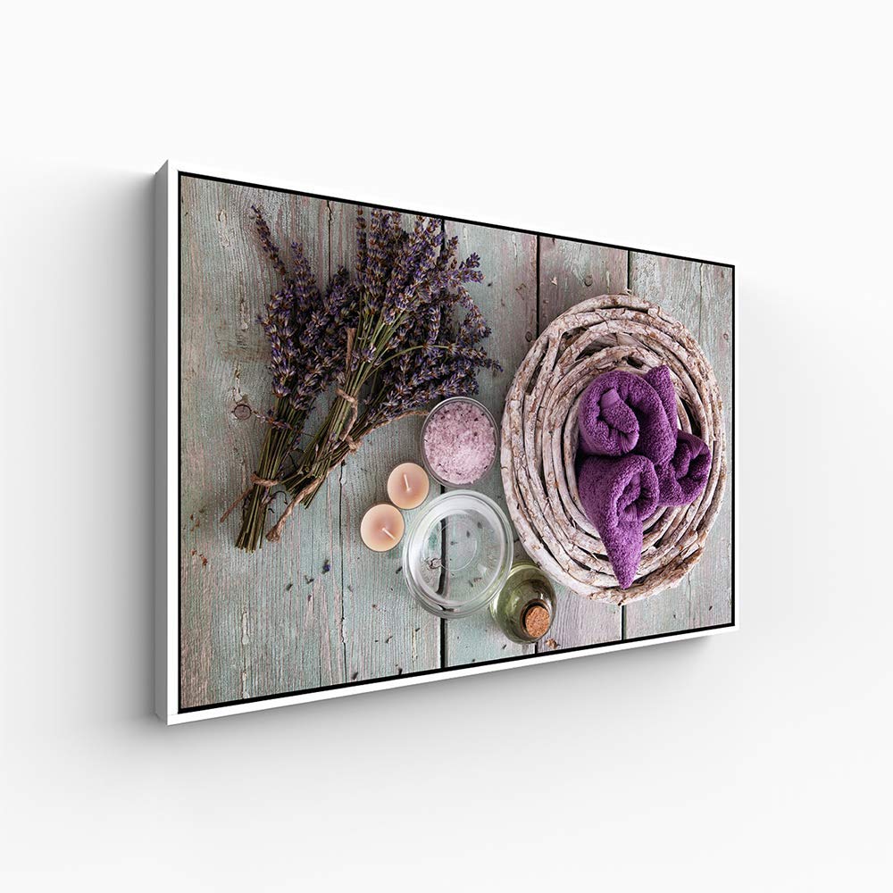 Floating Framed Canvas Wall Art - 16x24 Inches, Ready to Hang Modern Abstract Painting for Living Room, Bedroom & Spa Decor - Perfect for Home, Office & Relaxation Spaces