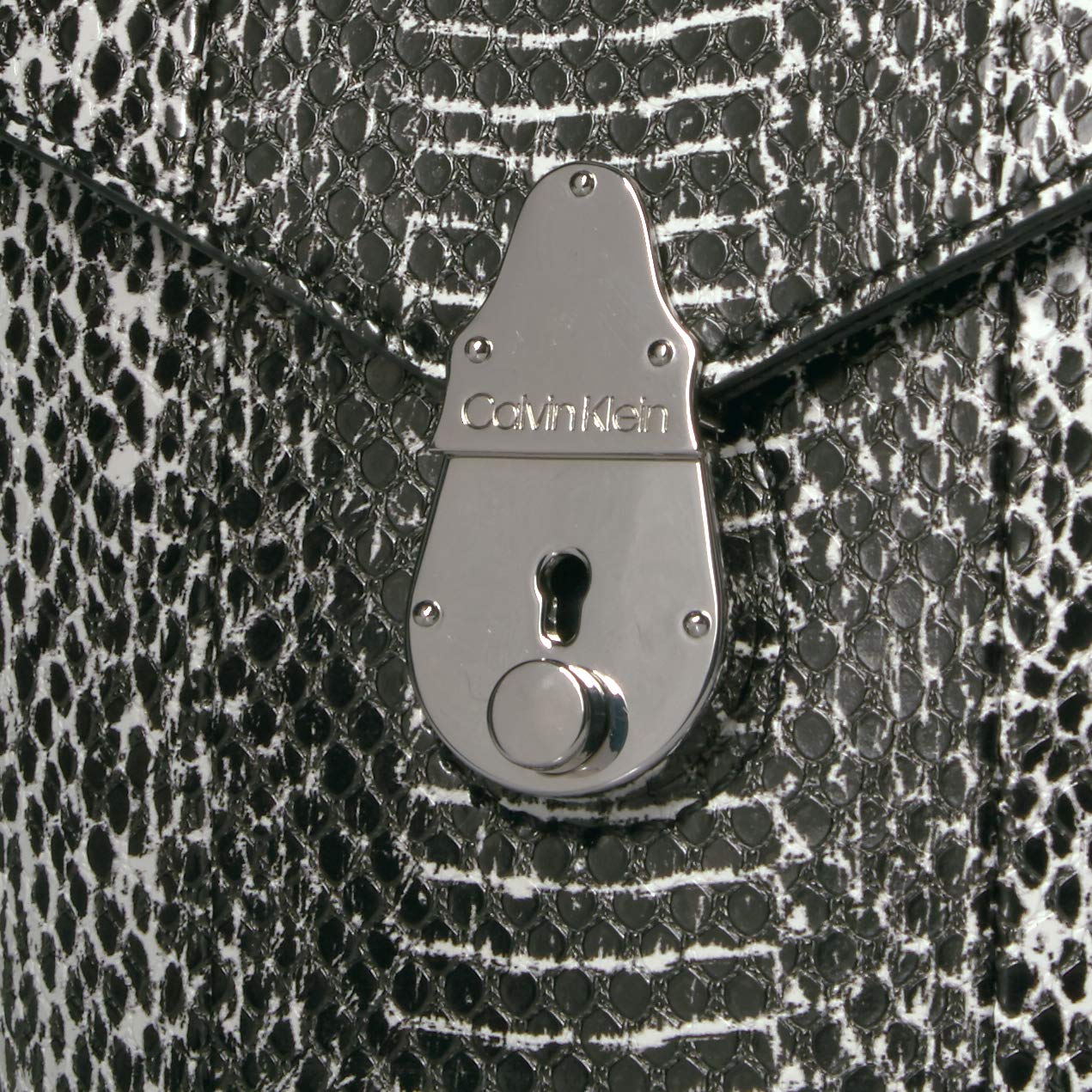 Calvin Klein Statement Series Lock Daytona Leather Mini Bucket Crossbody Bag for Women - Stylish Black Handbag for Daily Use, Travel & Night Out