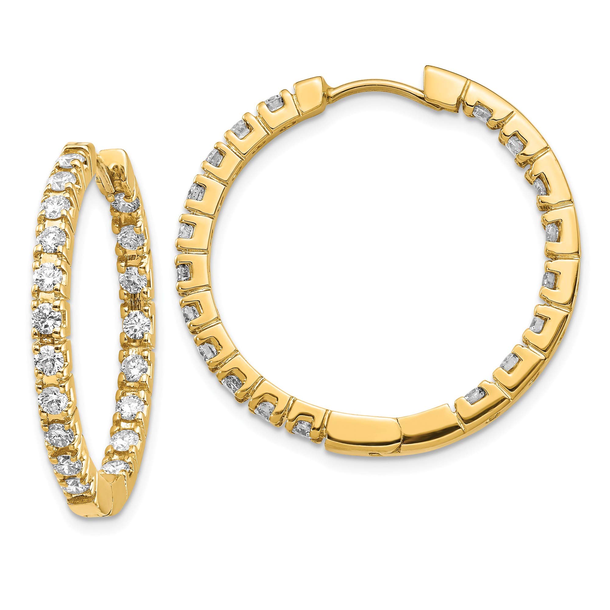 14K AA Diamond Hinged Hoop Earrings - 14K Yellow Gold Dangle Earrings for Women, Elegant Everyday Jewelry for Parties & Weddings