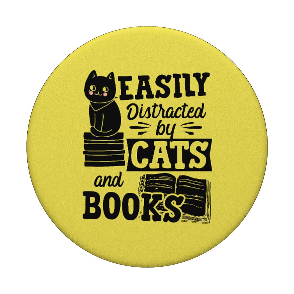 Funny Cat and Book Lover PopSockets Standard PopGrip - Swappable Phone Grip & Stand for iPhone, Samsung & Smartphones - Perfect for Reading, Commuting & Cat Lovers