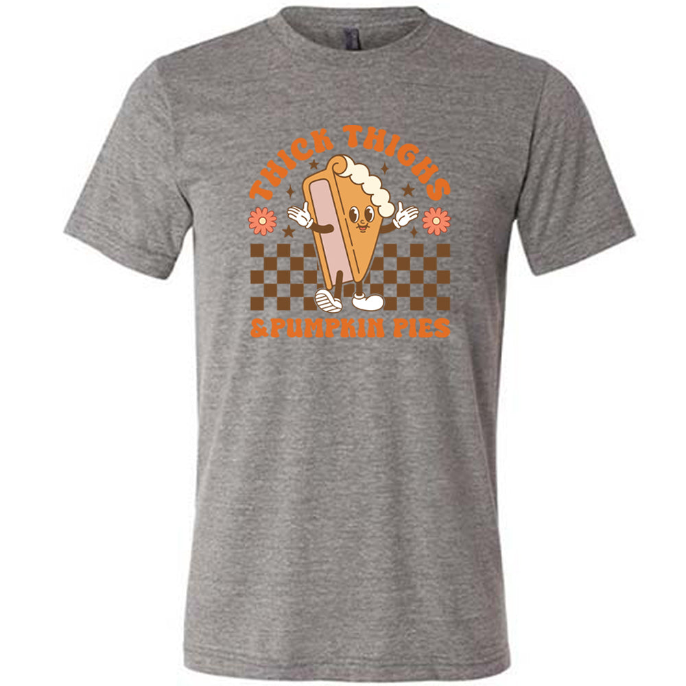 Thick Thighs & Pumpkin Pies Unisex T-Shirt - Funny Fall Graphic Tee for Women & Men - Perfect for Thanksgiving, Autumn Outfits and Seasonal Parties