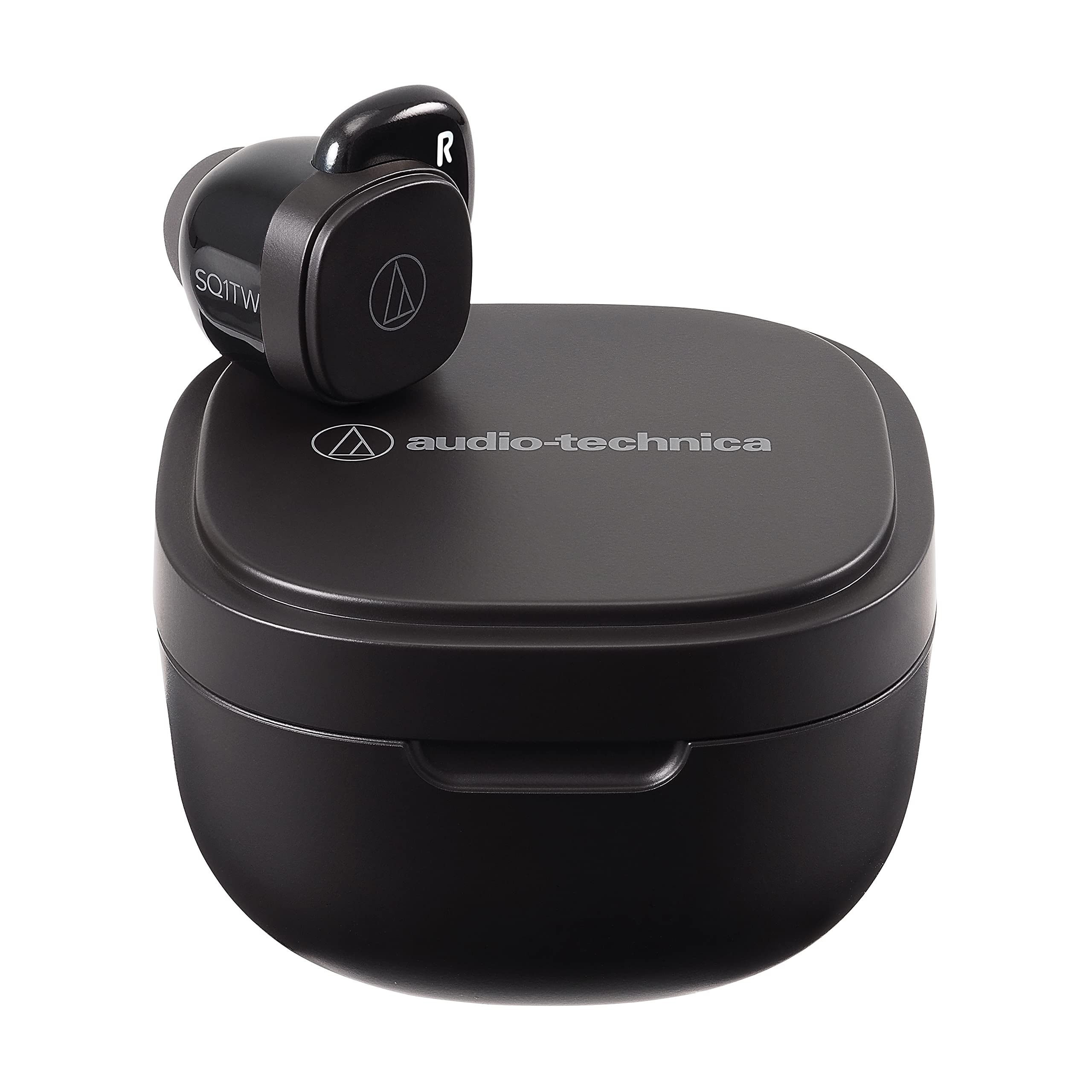 Audio-Technica ATH-SQ1TWBK Wireless Bluetooth Earbuds - Noise Isolating in-Ear Headphones with Mic, Black (One Size) - Perfect for Gym, Running, Travel & Work from Home