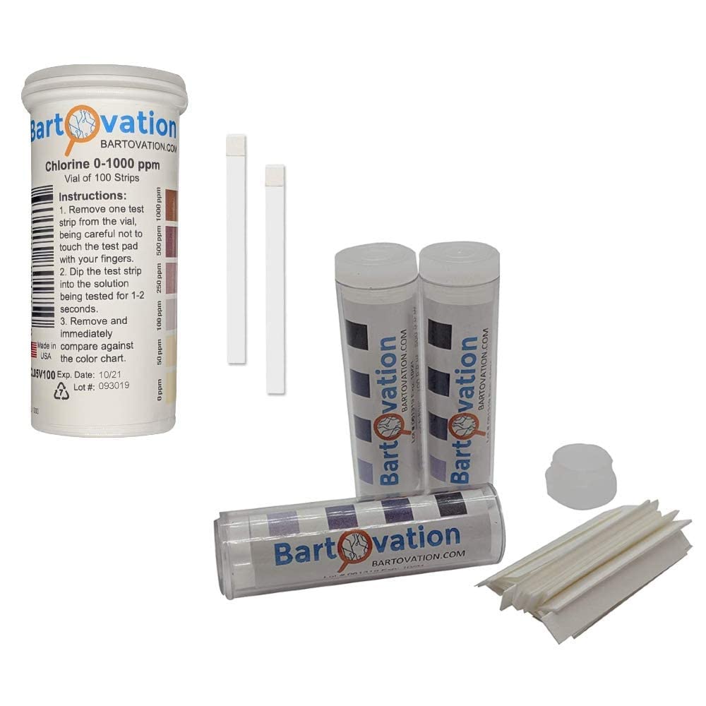 3 Bottles of 0-200 PPM & 1 Bottle of 0-1000 PPM Chlorine Test Strips | Water Testing Kit for Pools, Spas & Drinking Water | Fast & Accurate Water Quality Measurement