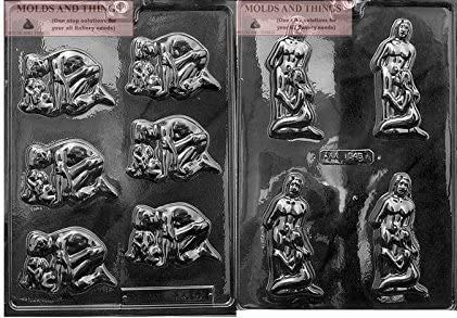 LOVING COUPLES & DEEP THROAT Chocolate Candy Molds Set with Copyrighted Instructions - Perfect for Valentine's Day Gifts, Romantic Surprises, and Adult Party Favors