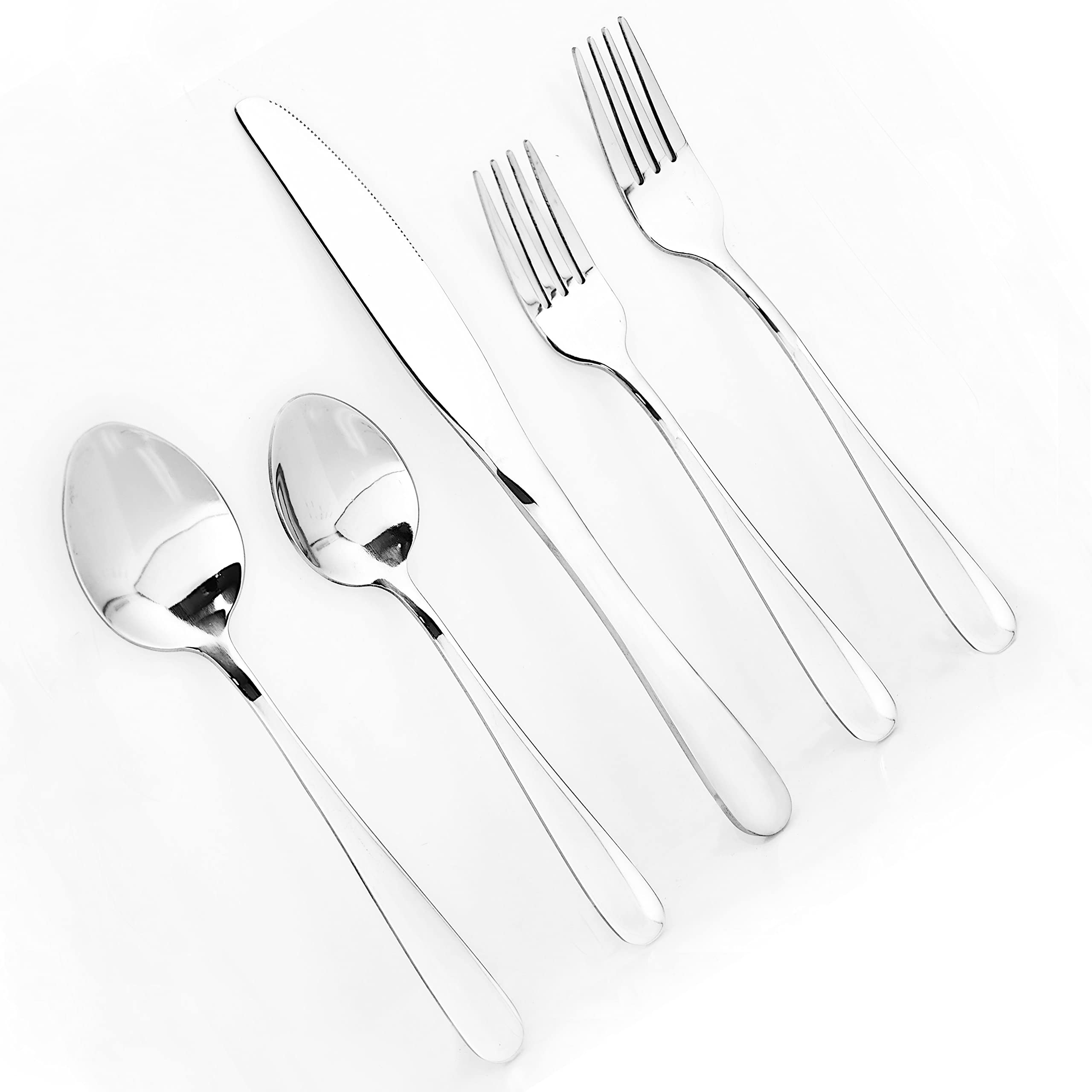 20-Piece Stainless Steel Silverware Set - Mirror Polished Cutlery for 4 (Knives, Forks, Spoons) | Dishwasher Safe Flatware for Home, Kitchen & Restaurant Use | Elegant Dining Utensils for Everyday Meals, Dinner Parties & Special Occasions