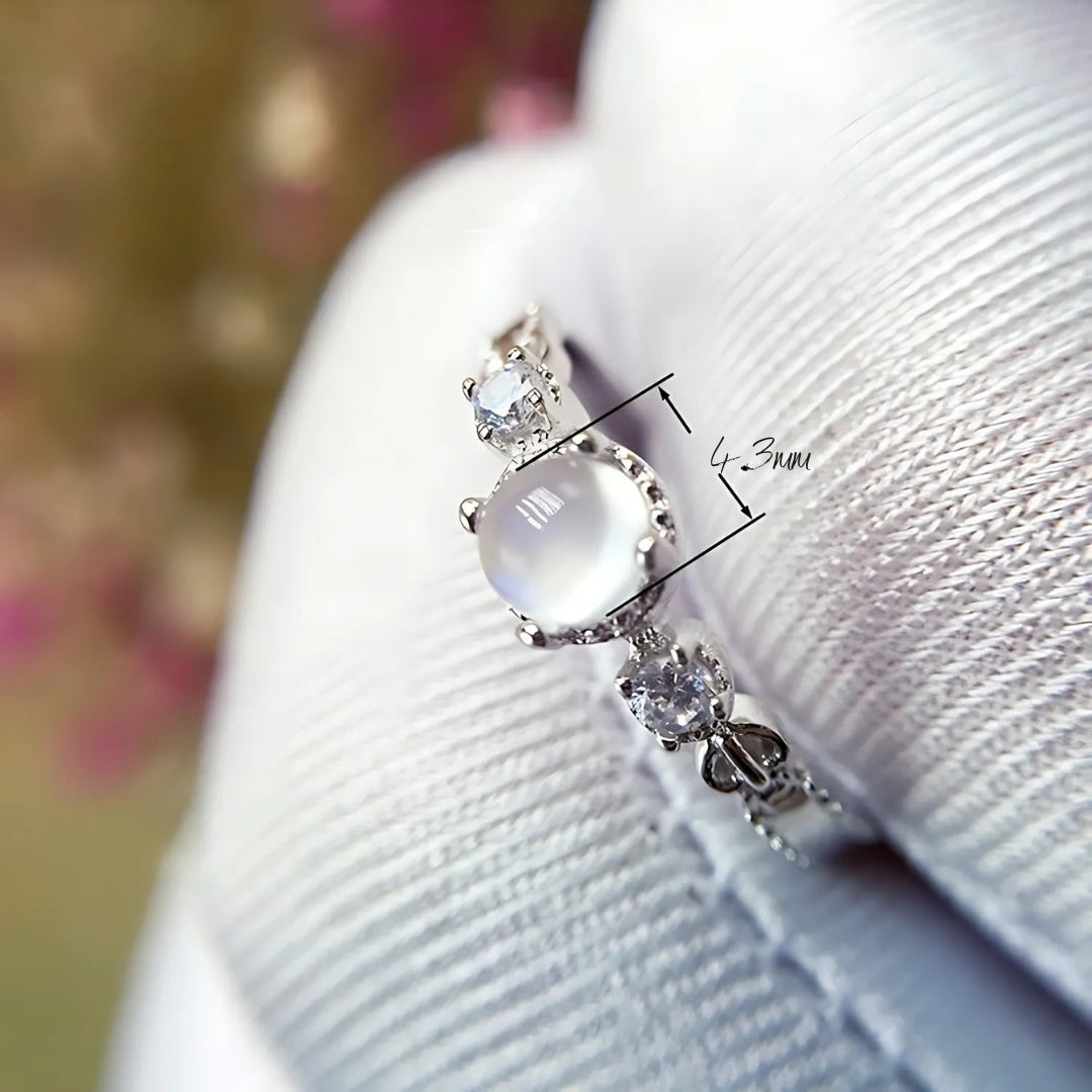 18K Gold Sterling Silver Moonstone Gemstone Ring for Women – Elegant Handmade Jewelry for Engagement, Wedding & Special Occasions | FME R242