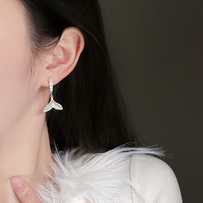 Whale Tail Ear Clips for Women - Petite Mermaid Style Stud Earrings HE0817 | Perfect for Beach Parties, Mermaid Themed Events & Everyday Wear