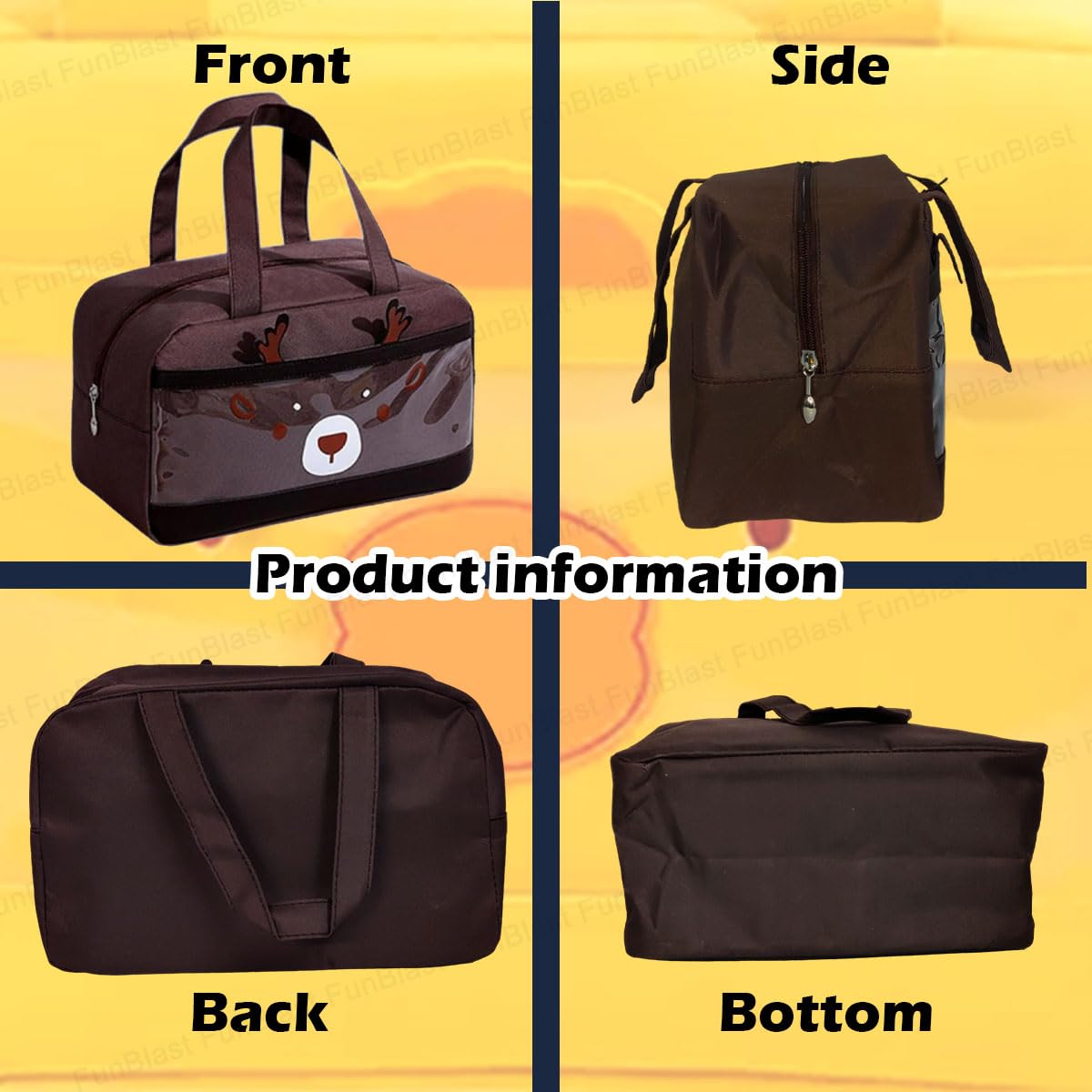 FunBlast Insulated Lunch Bag – Reusable & Leak-Proof Rectangle Lunch Box for Office, School, Picnics & Travel | Thermal Tiffin Carrier for Men & Women | Perfect for Meal Prep, Work Commutes & Outdoor Adventures (Brown)