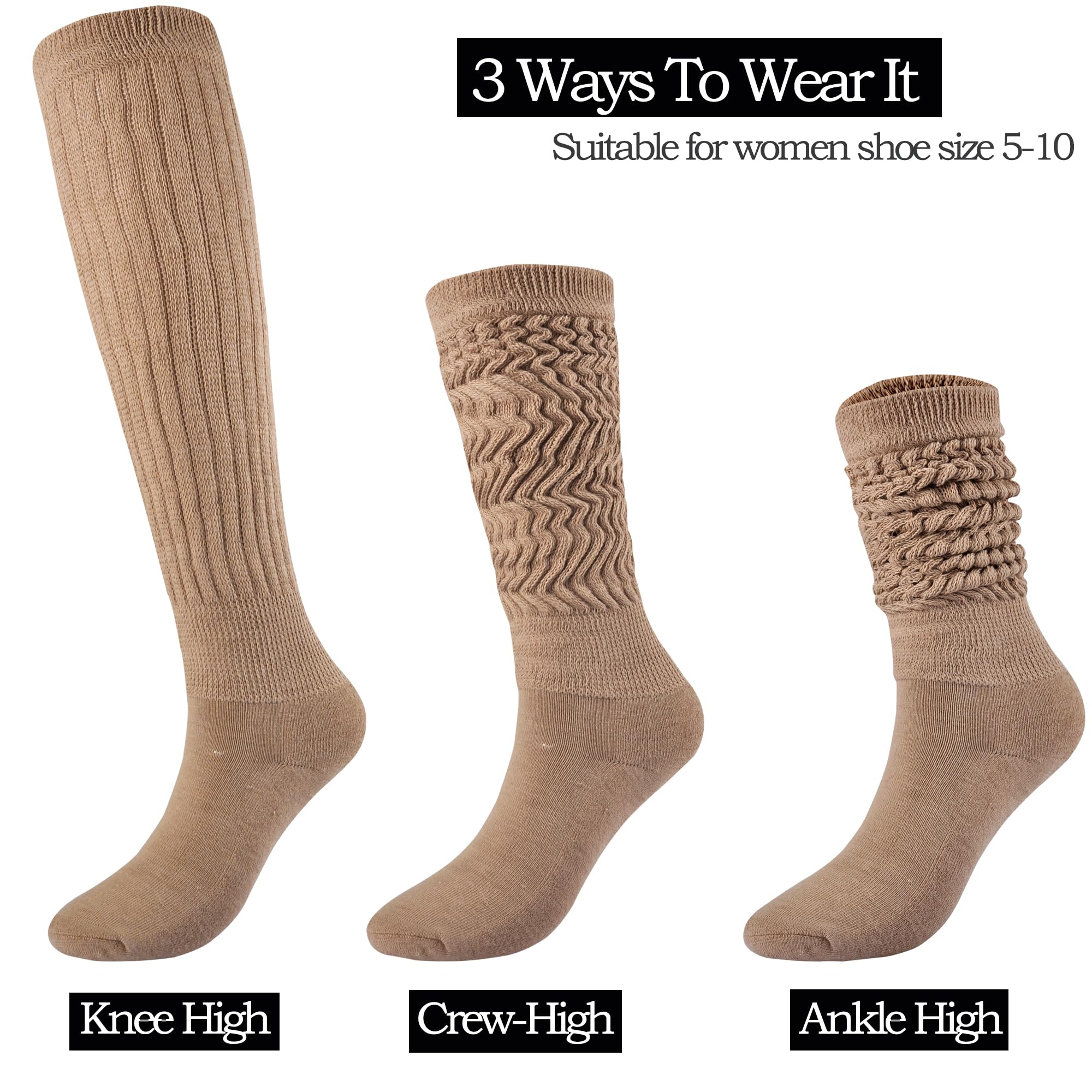 JORMATT Women's Slouch Socks - Thick Boot Socks, Soft Extra Long Knee High Scrunch Socks (Size 5-10) - Perfect for Winter Boots, Casual Outfits & Cozy Home Wear