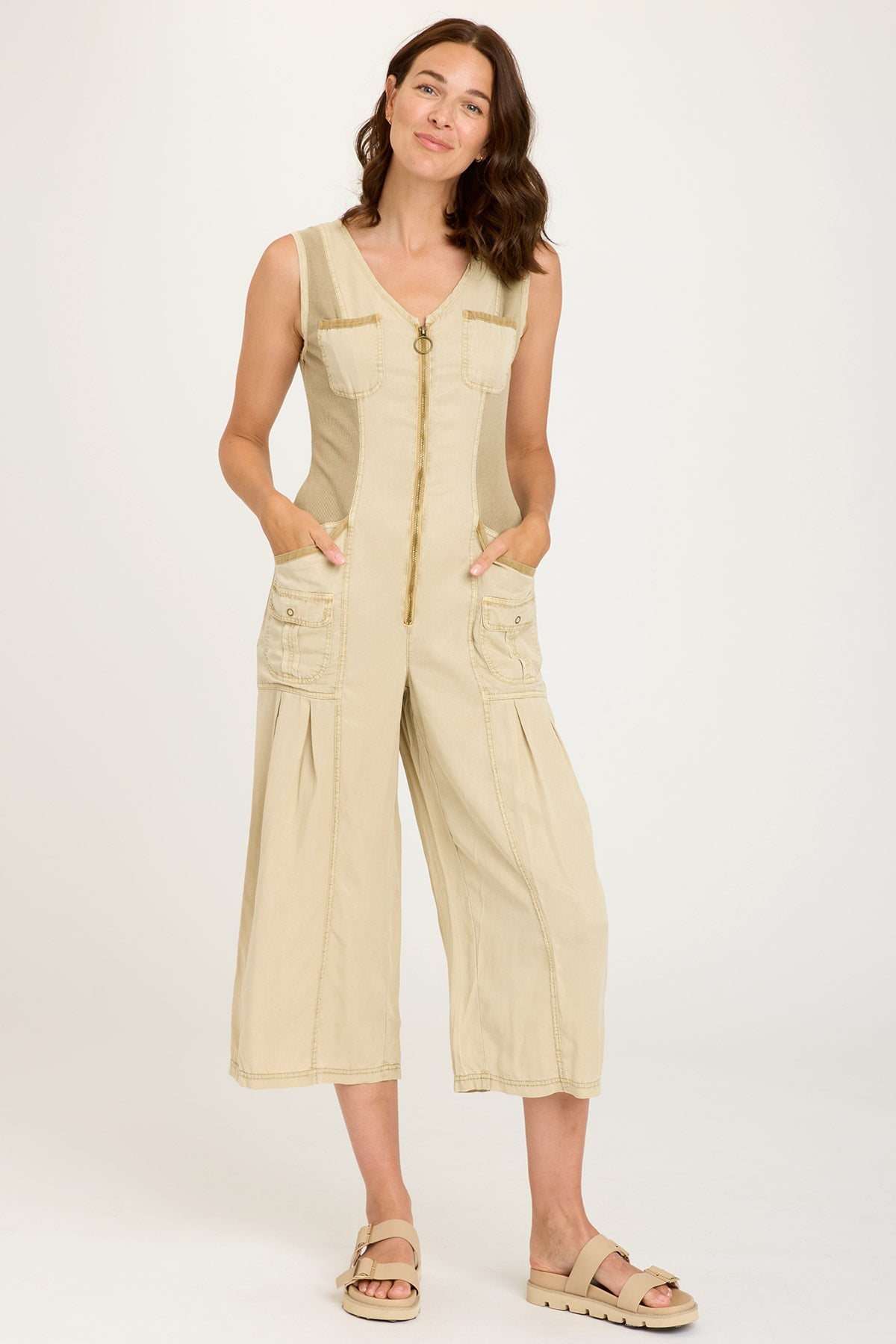 Soft Twill Macgowan Wide Leg Cargo Jumpsuit for Women - Comfortable & Stylish Casual Outfit for Travel, Work, and Everyday Wear