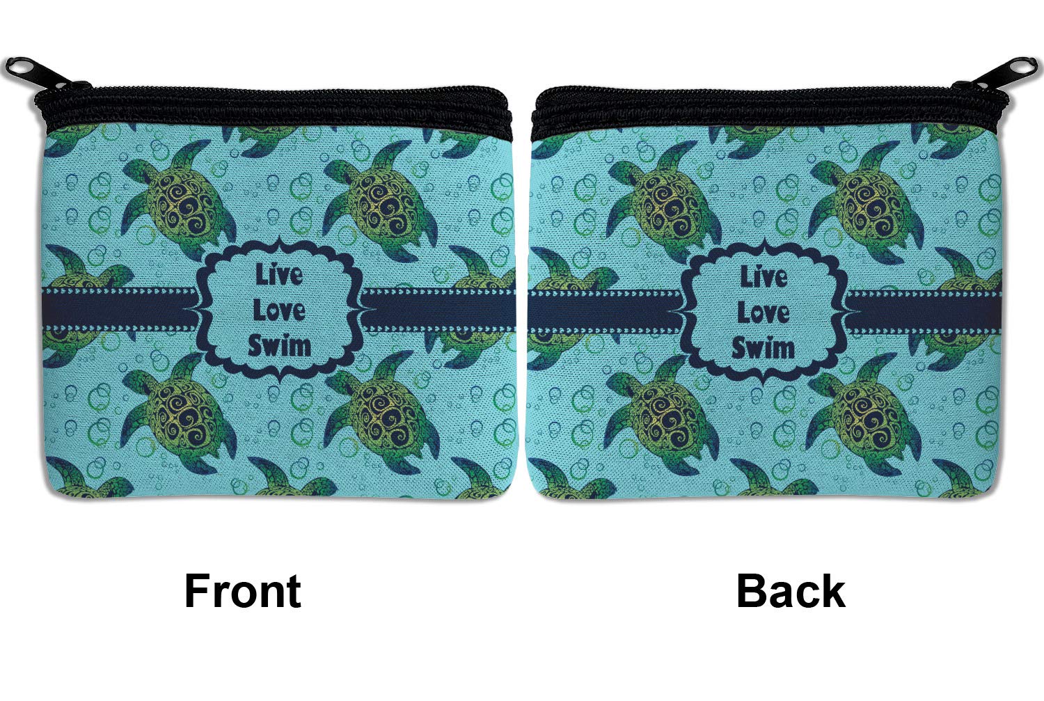 Personalized Sea Turtles Rectangular Coin Purse Wallet - Cute Zipper Pouch for Women, Girls | Perfect for Beach Vacation, Gift Giving & Everyday Use