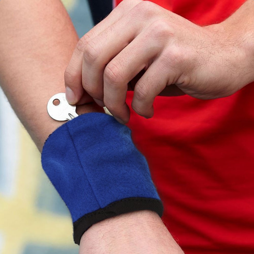 Alomejor Sports Wrist Wallet with Zipper - Waterproof Sweatband for Running, Cycling & Outdoor Activities - Secure Key, Money & Card Holder (Blue) - Perfect for Gym, Travel & Daily Commute