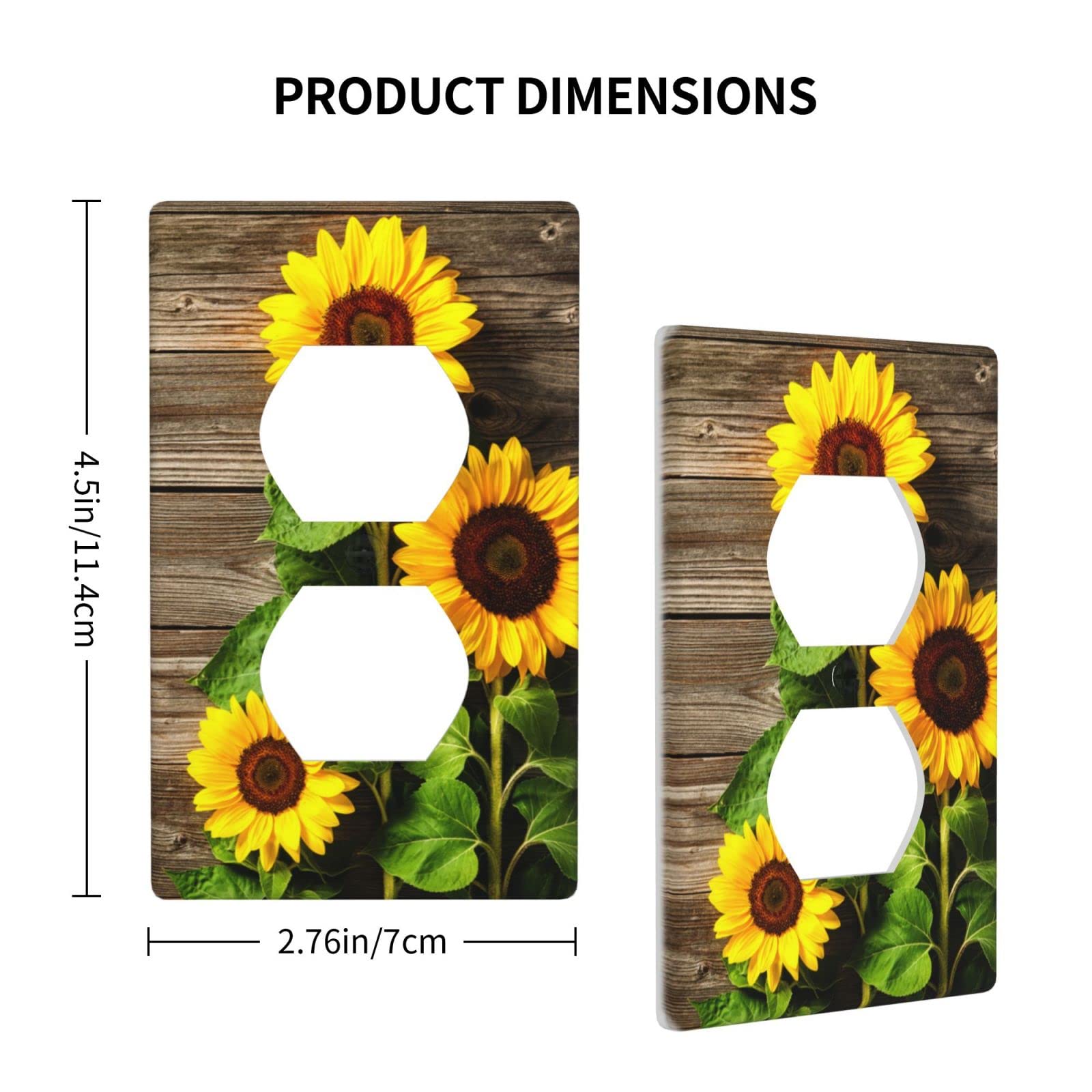 Decorative Sunflower Wall Plate Cover - 1-Gang Duplex Electrical Outlet Cover for Home, Office & School - Autumn Floral Switch Plate Decor for Living Room, Bedroom & Nursery