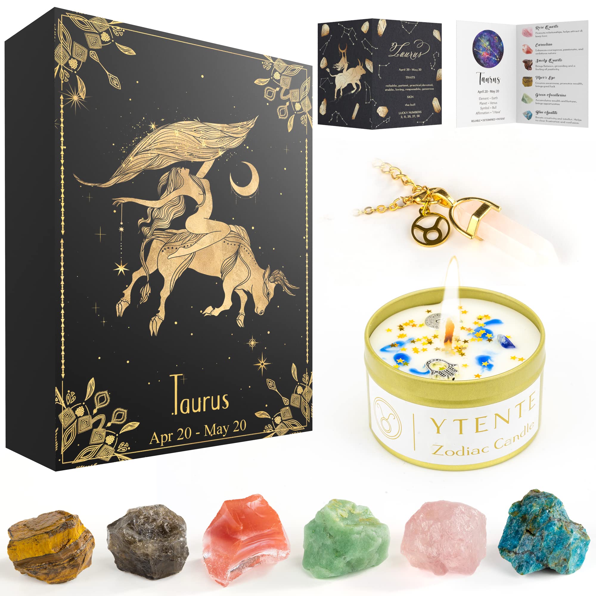 Crystals Healing Stone Gift Set with Soy Wax Zodiac Sign Scented Candles & Horoscope Crystal Necklace - Perfect Birthday, Valentine's Day, or Thoughtful Gift for Women, Sisters, and Daughters - Ideal for Meditation, Relaxation, and Spiritual Healing