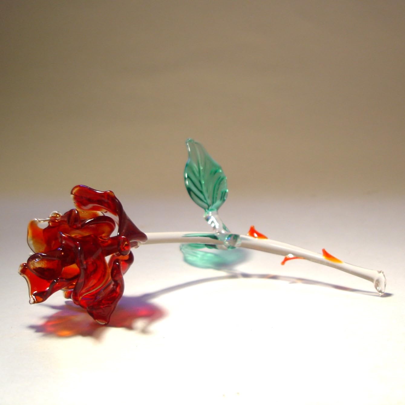 Handmade Blown Glass Red Rose - Elegant Home Decor, Wedding Gift, Anniversary Present for Her - Perfect for Centerpieces, Valentine's Day & Romantic Occasions