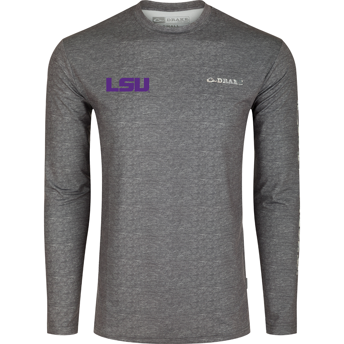 LSU Performance Heather Long Sleeve Crew Neck T-Shirt for Men - Comfortable Cotton Blend Shirt for Casual Wear, Sports & Game Day Outfits