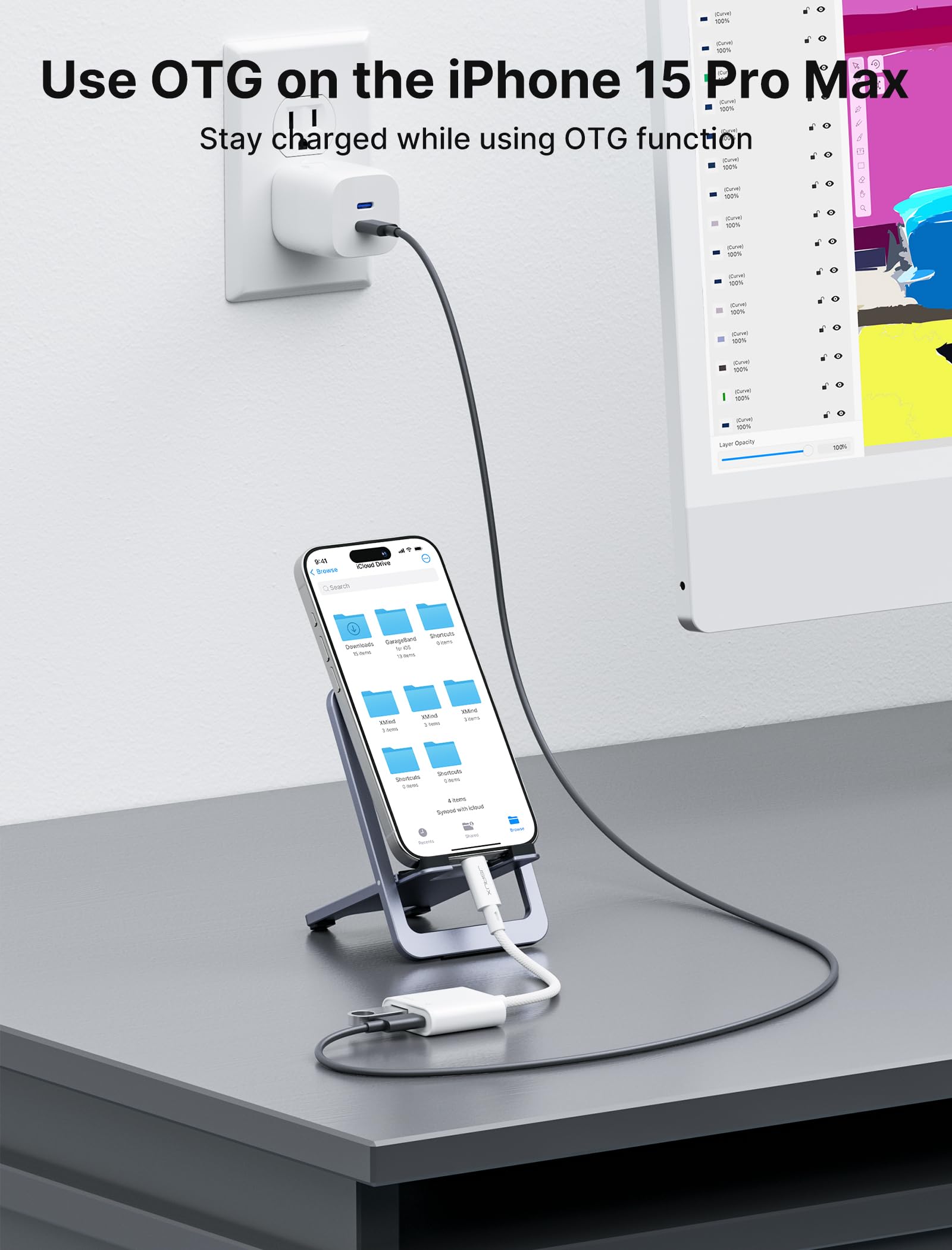 JSAUX USB C to USB OTG & Charger Adapter - 2-in-1 USB C OTG Splitter with 60W PD Fast Charging - Compatible with Chromecast Google TV, iPhone 15 Pro Max, MacBook Pro/Air, Galaxy S24/S23, Pixel 7 - Perfect for Travel, Office & Home Charging Solutions