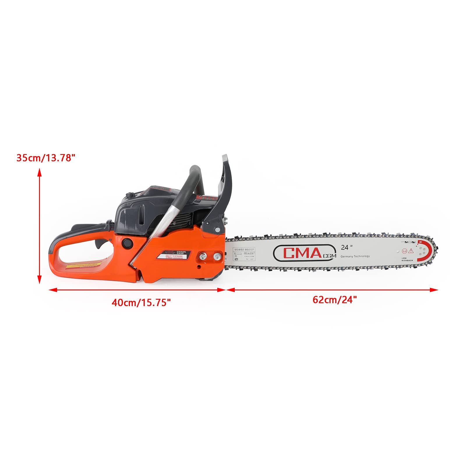 Topteng 24 Inch 68cc 2-Cycle Gas Chainsaw - Powerful 24