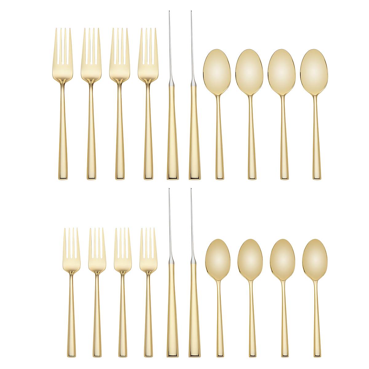 Malmo Gold 20-Piece Stainless Steel Flatware Set - Elegant Silverware for Dining, Kitchen & Entertaining - Perfect for Dinner Parties, Weddings & Everyday Use