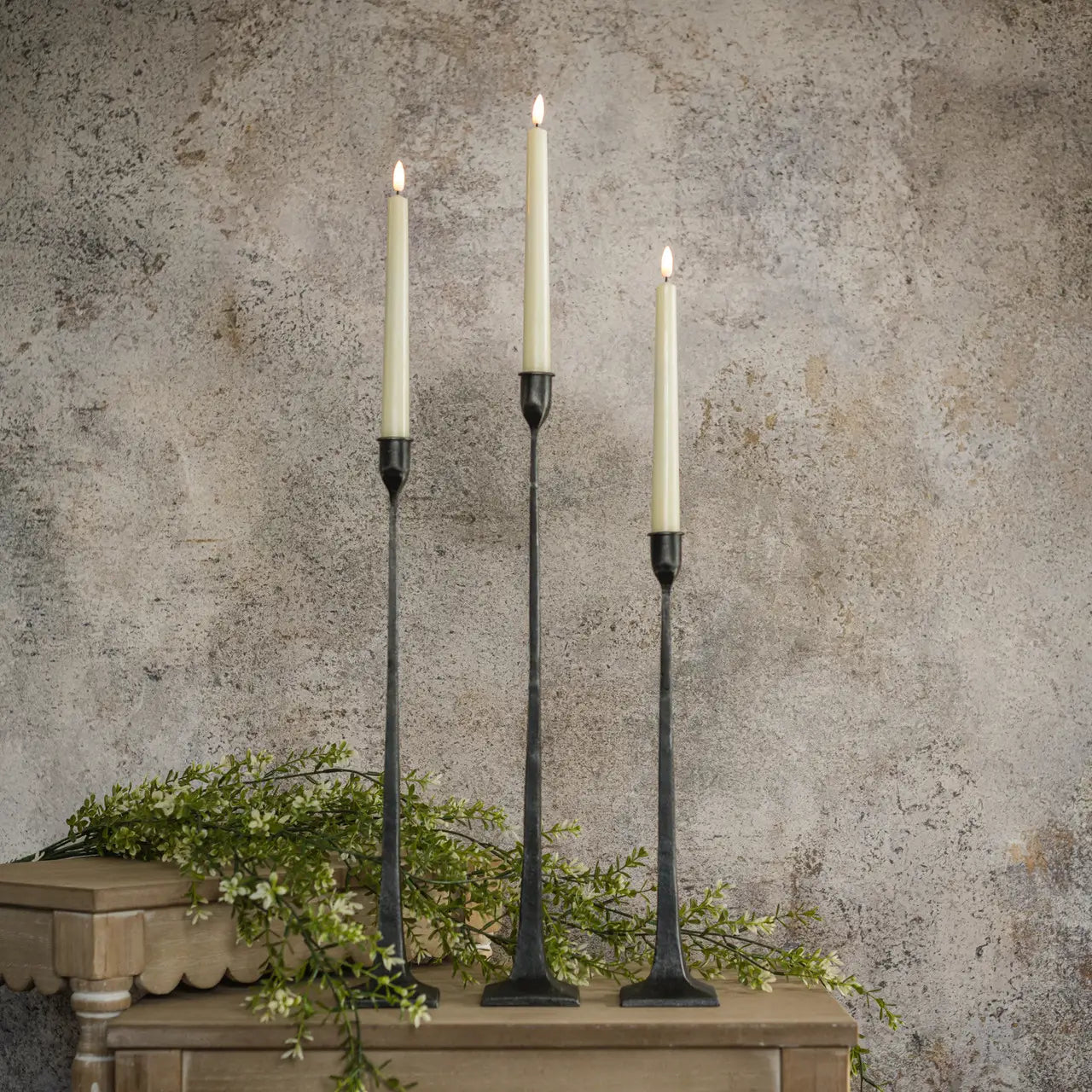 Forged Black Taper Candlesticks Set of 2 - Elegant Iron Candle Holders for Dining Table Centerpiece, Wedding Decor, and Romantic Home Ambiance
